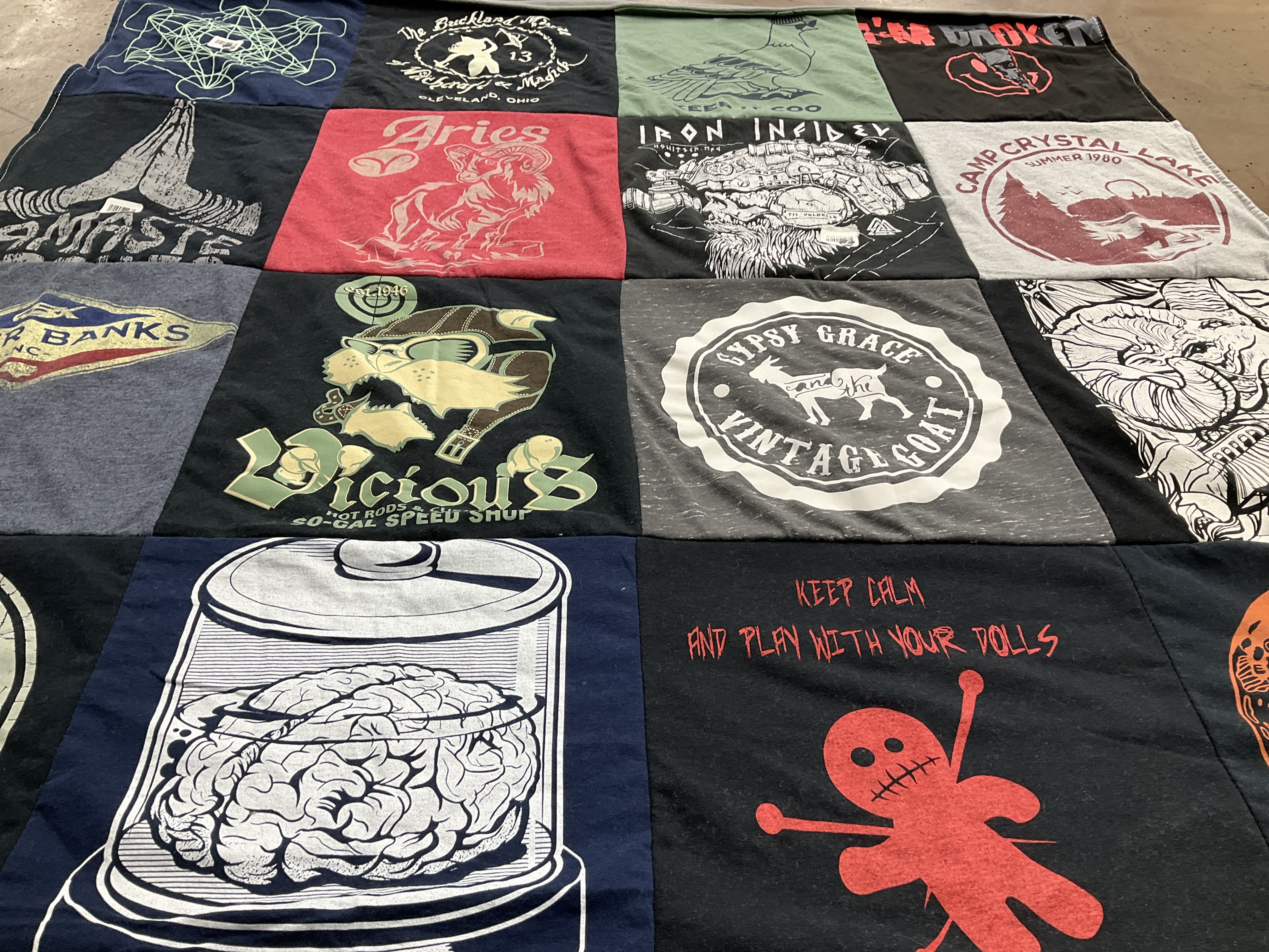 T-shirt quilt with graphic design, vintage clothing themes by Melissa from OH