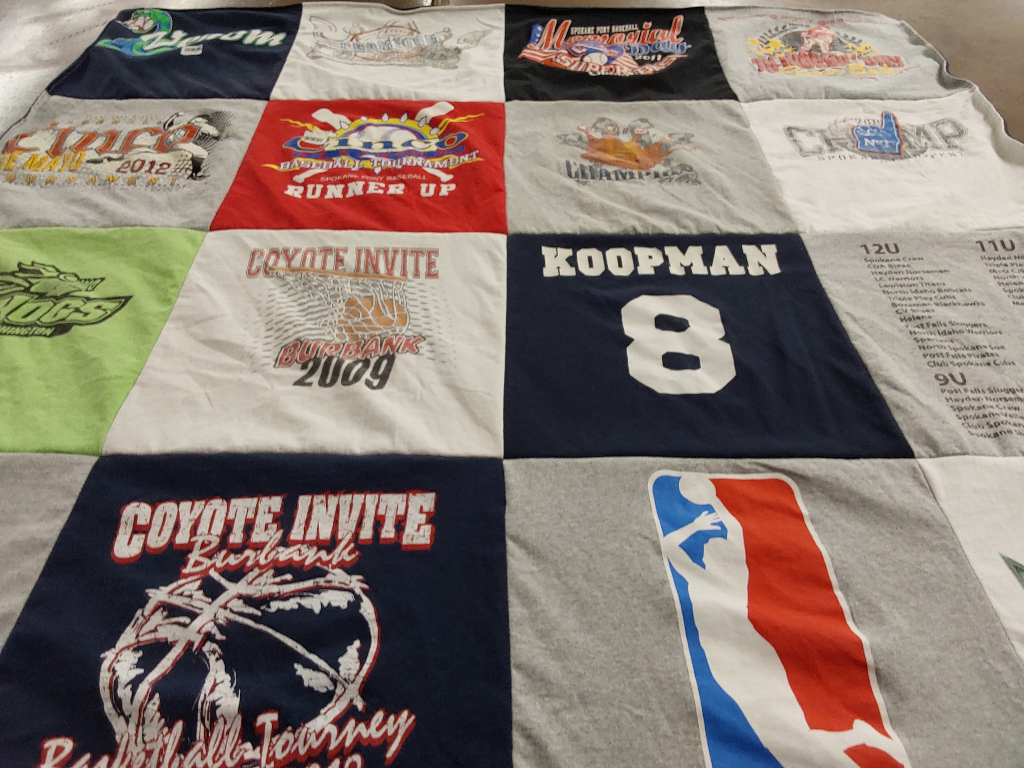 T-shirt quilt with basketball themes by MELINDA from WA