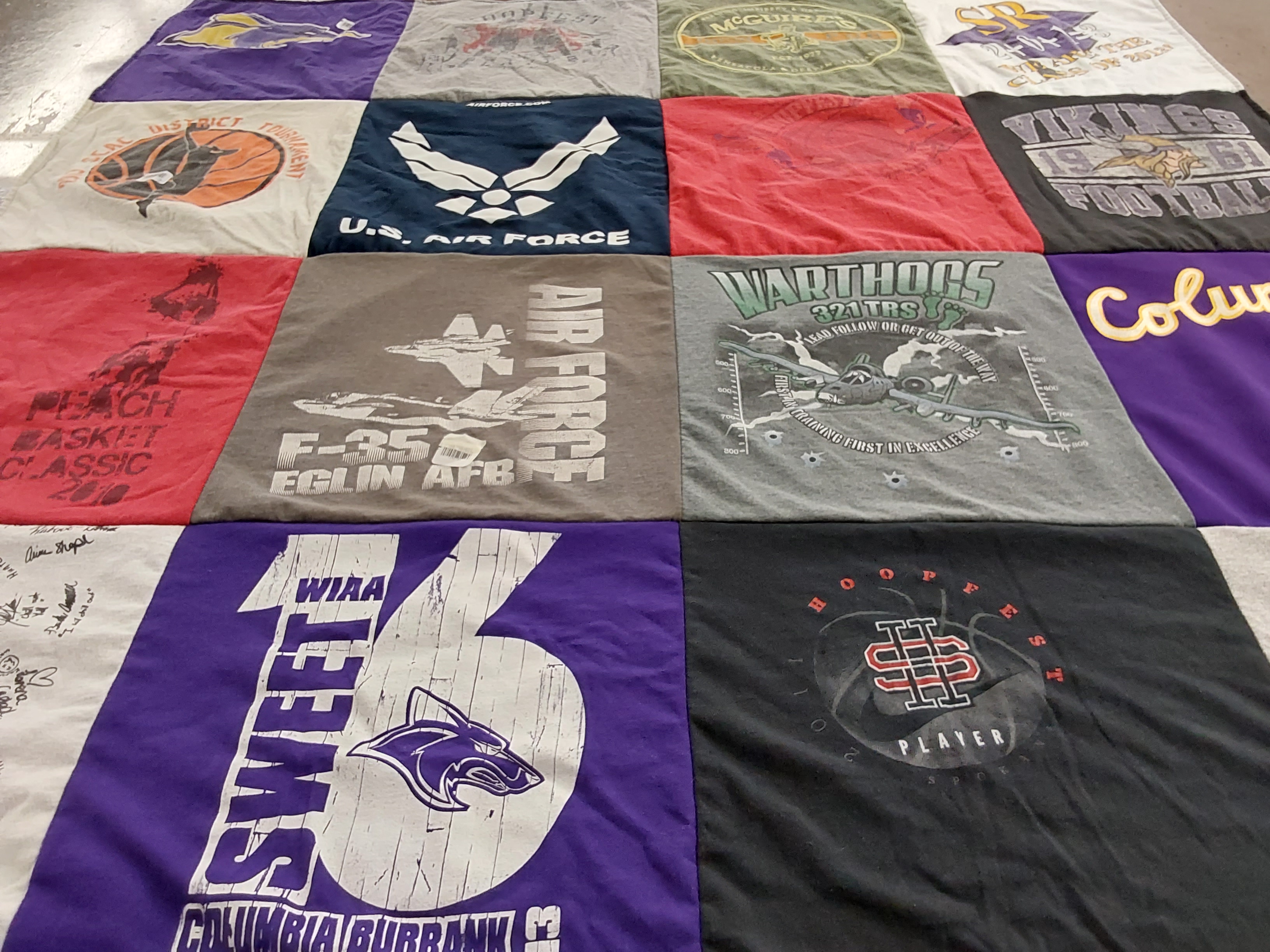 T-shirt quilt featuring vikings basketball, vikings football by MELINDA from WA