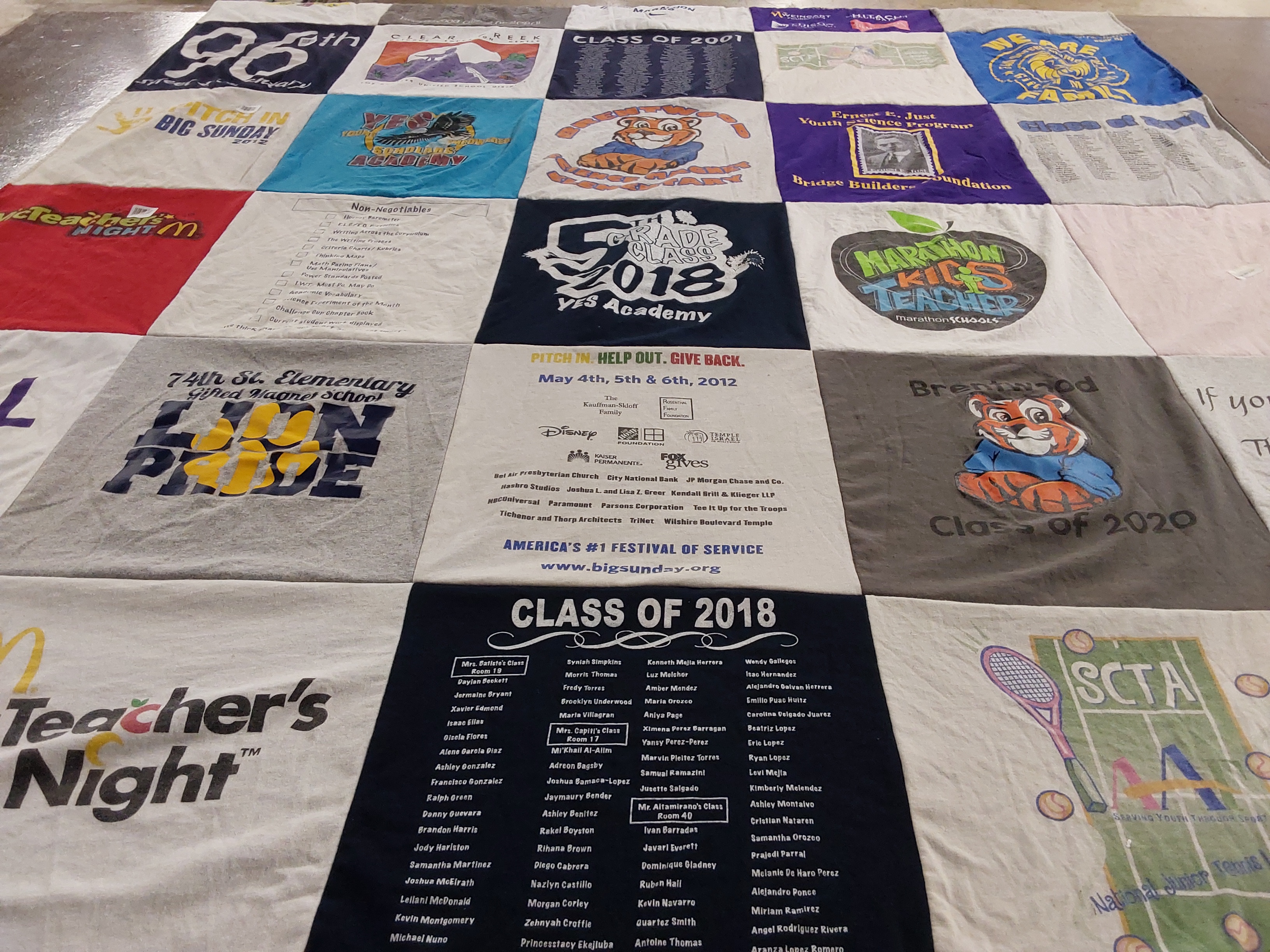 T-shirt quilt featuring broadwood team by Ebony from CA
