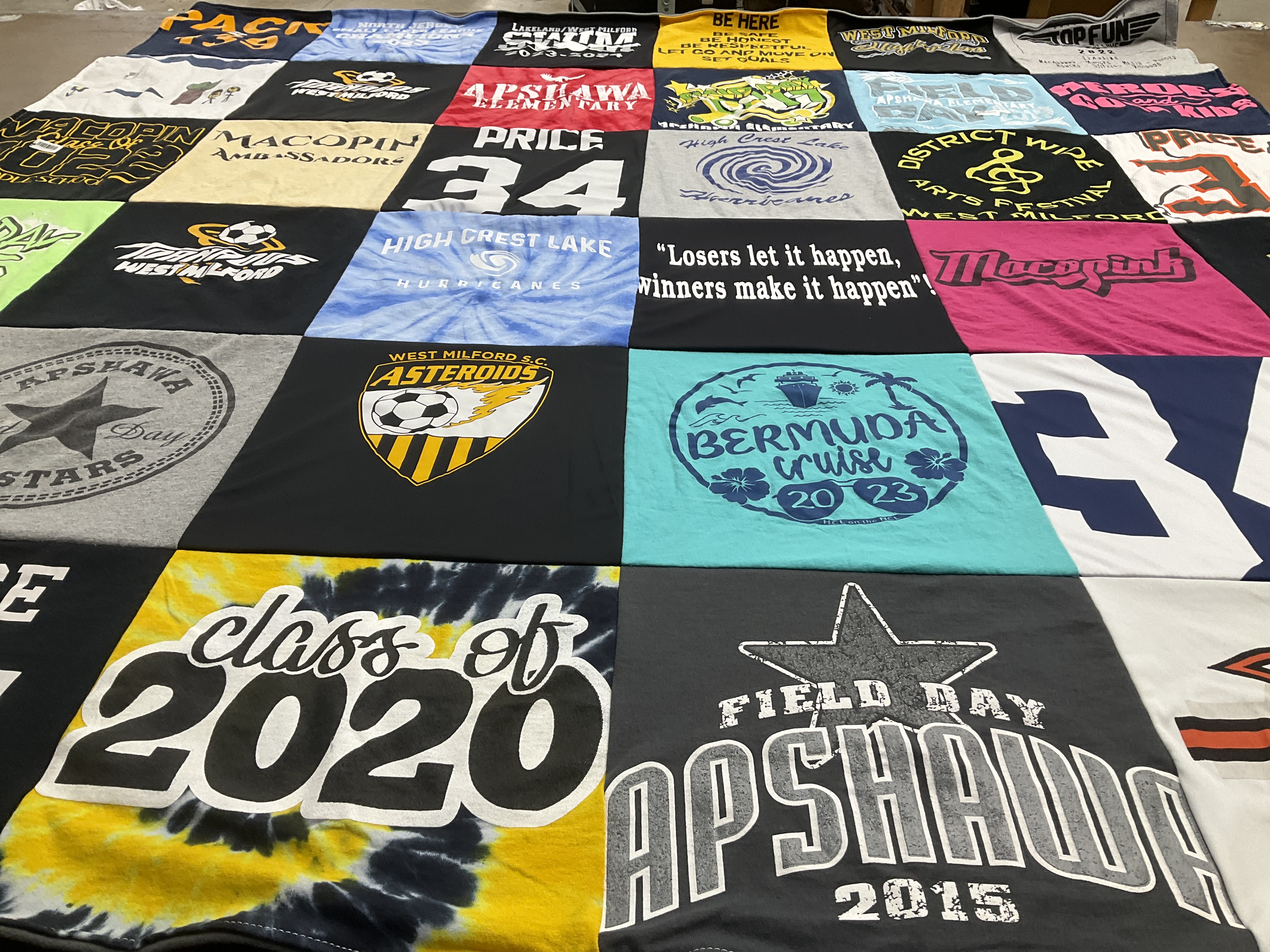T-shirt quilt featuring west milford soccer club, high crest lake hurricanes by Christine from NJ
