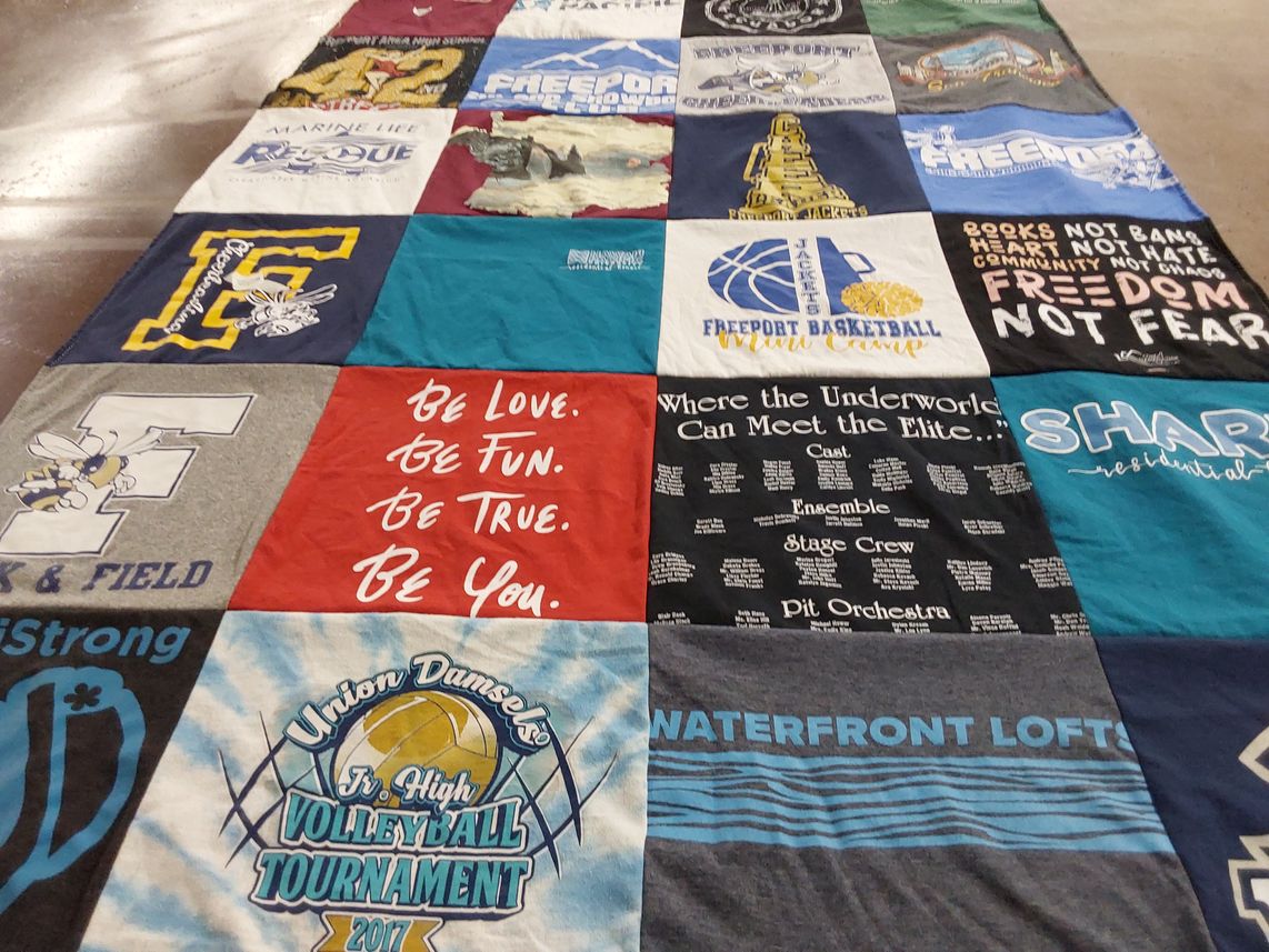 T-shirt quilt featuring freeport basketball team, freeport volleyball team by Joy from PA