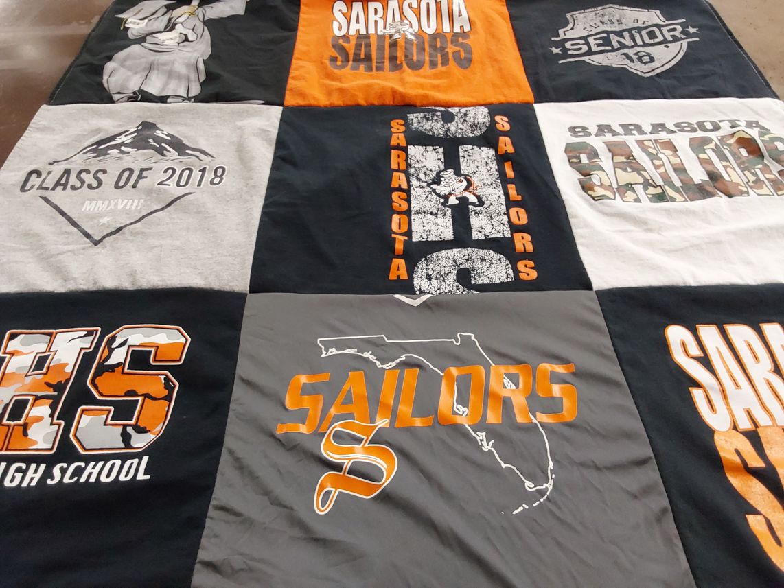 T-shirt quilt featuring sarasota sailors by Stacey from FL