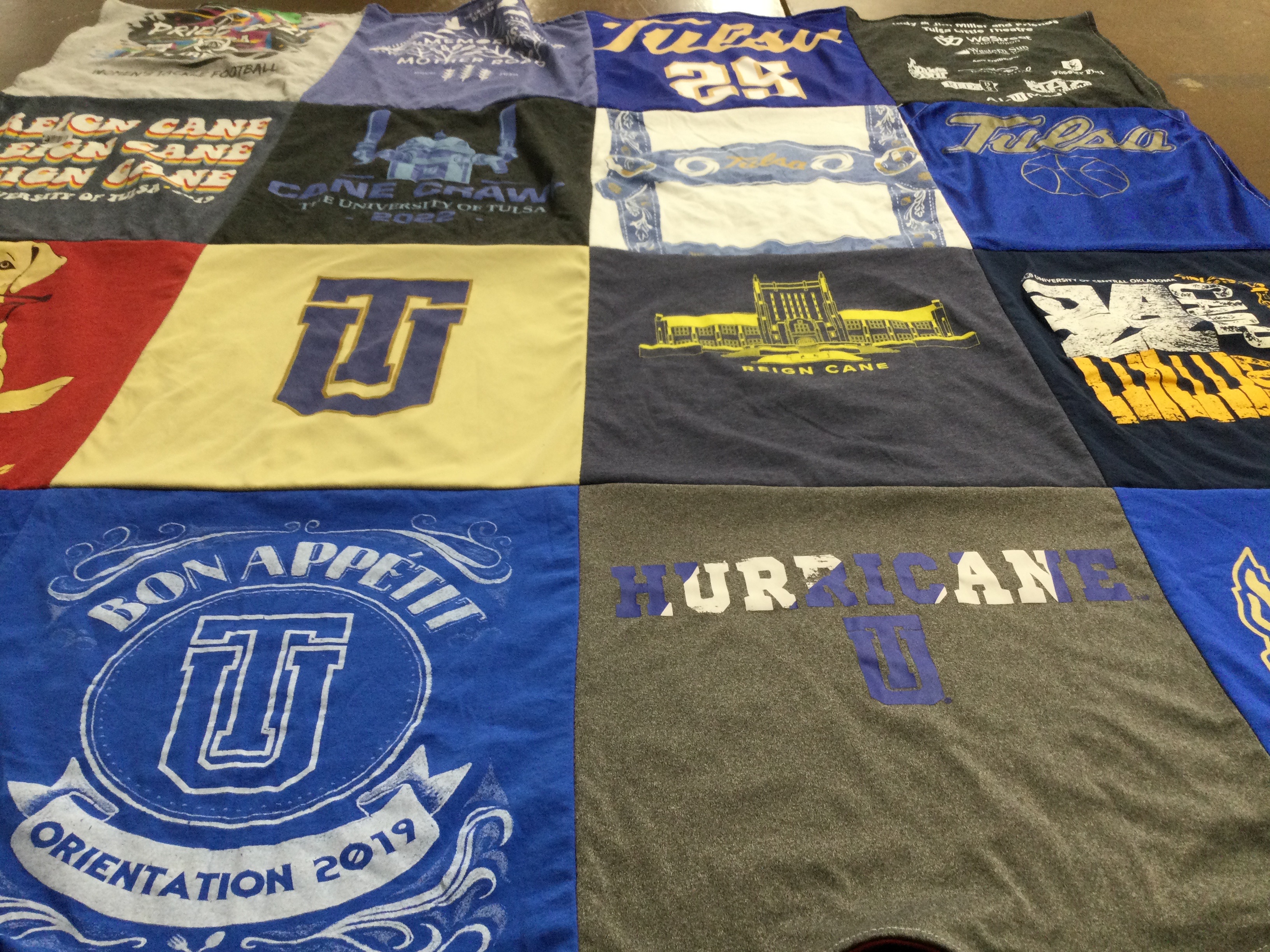 T-shirt quilt featuring university of tulsa hurricaness by JULIE from OK