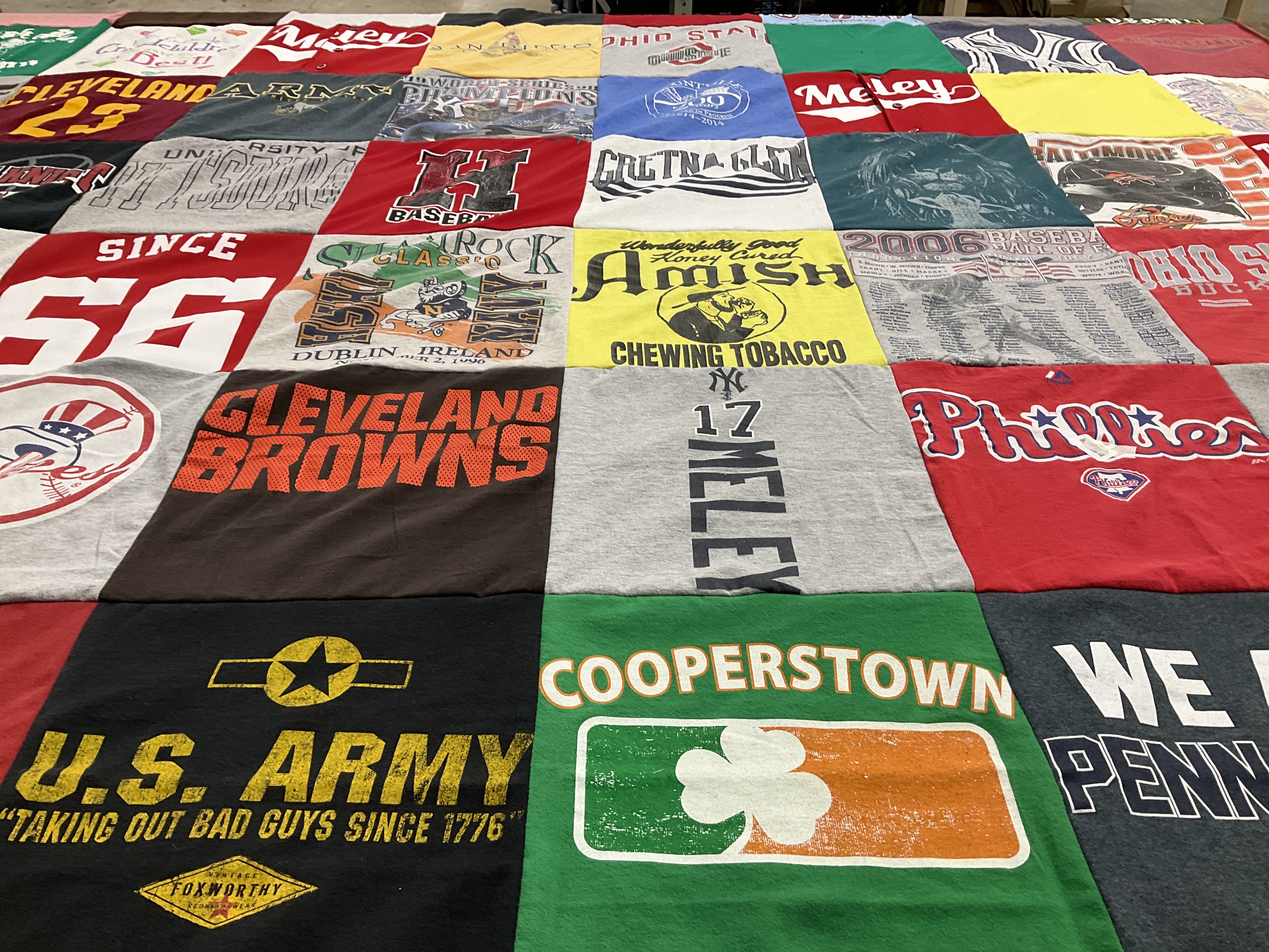 T-shirt quilt featuring cleveland browns, philadelphia phillies by Joyce from PA