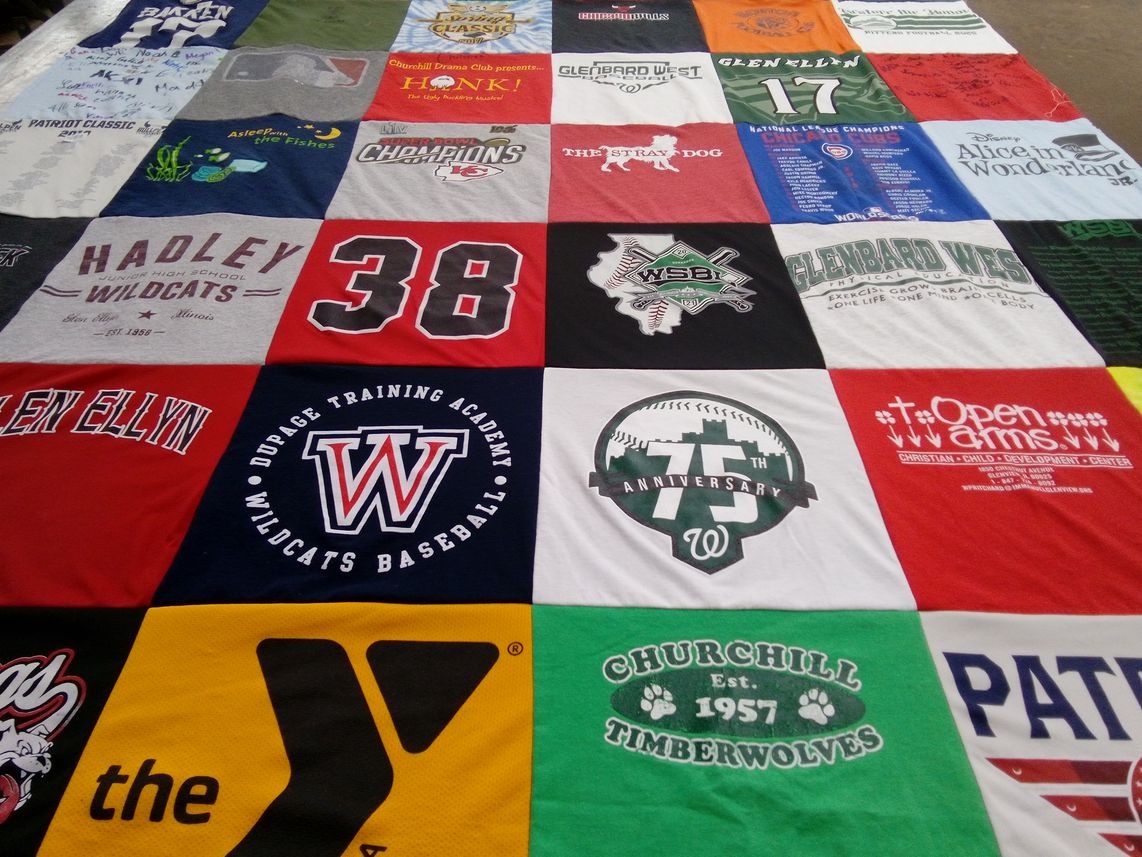 T-shirt quilt featuring wildcats, timberwolves by Shelby from IL