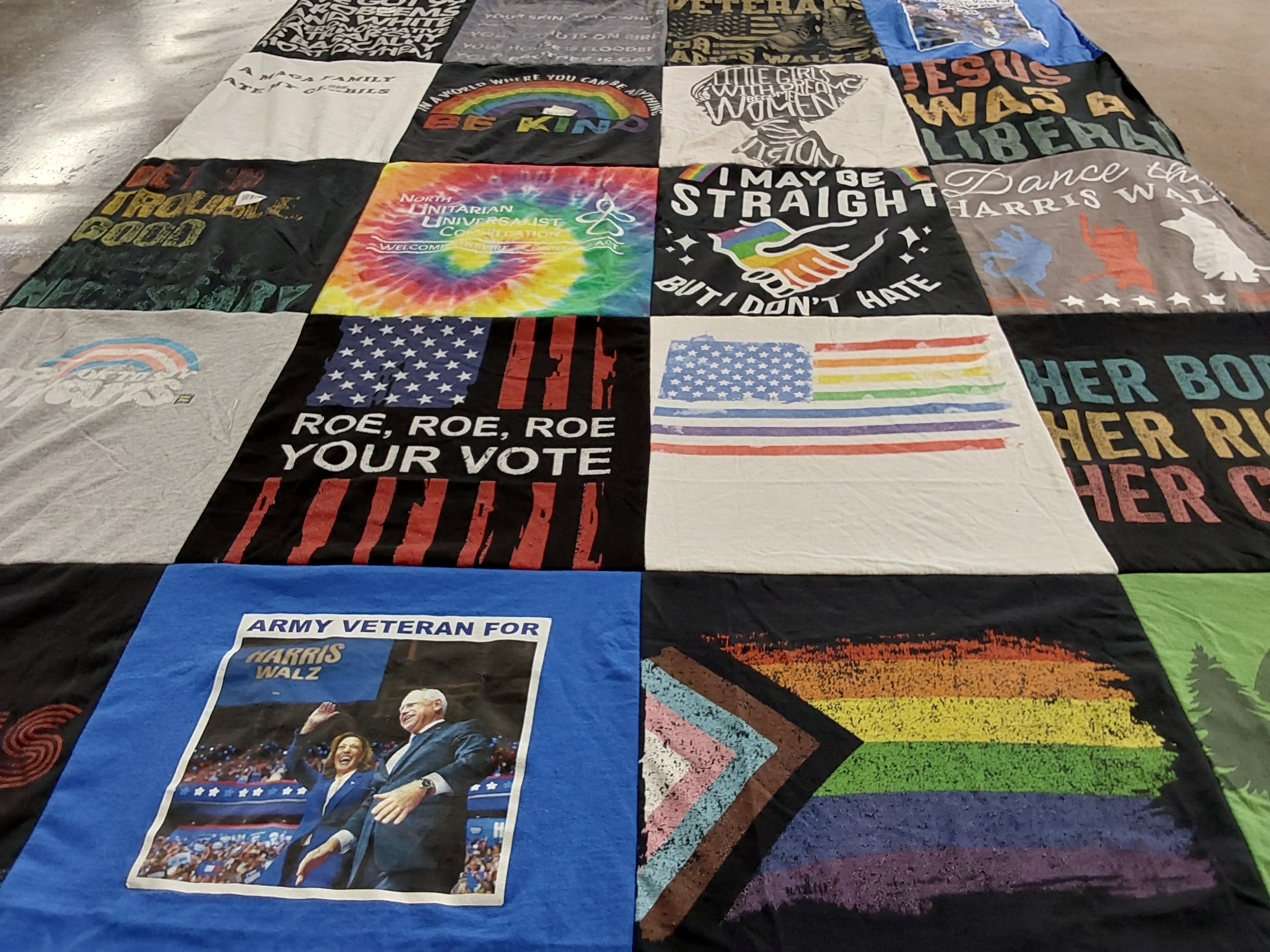 T-shirt quilt with politics, activism themes by Tony from OH