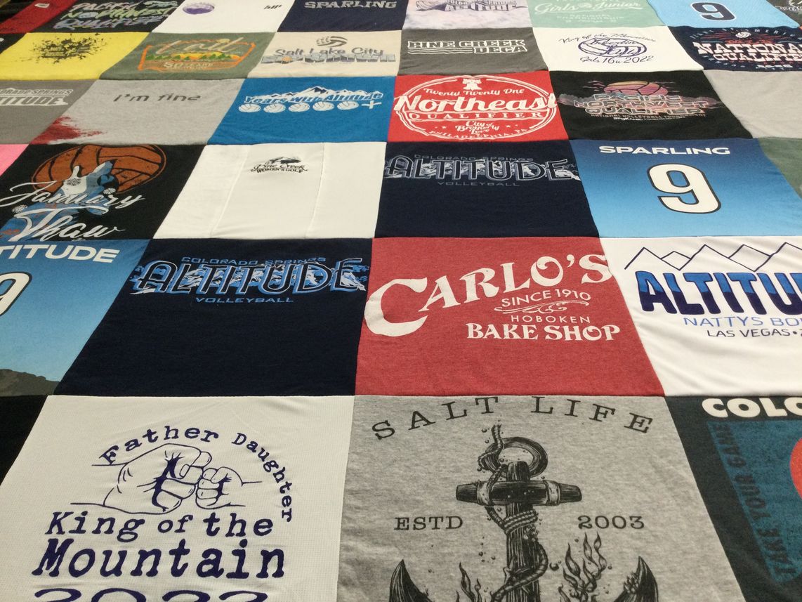 T-shirt quilt featuring colorado springs altitude volleyball by Marla from CO