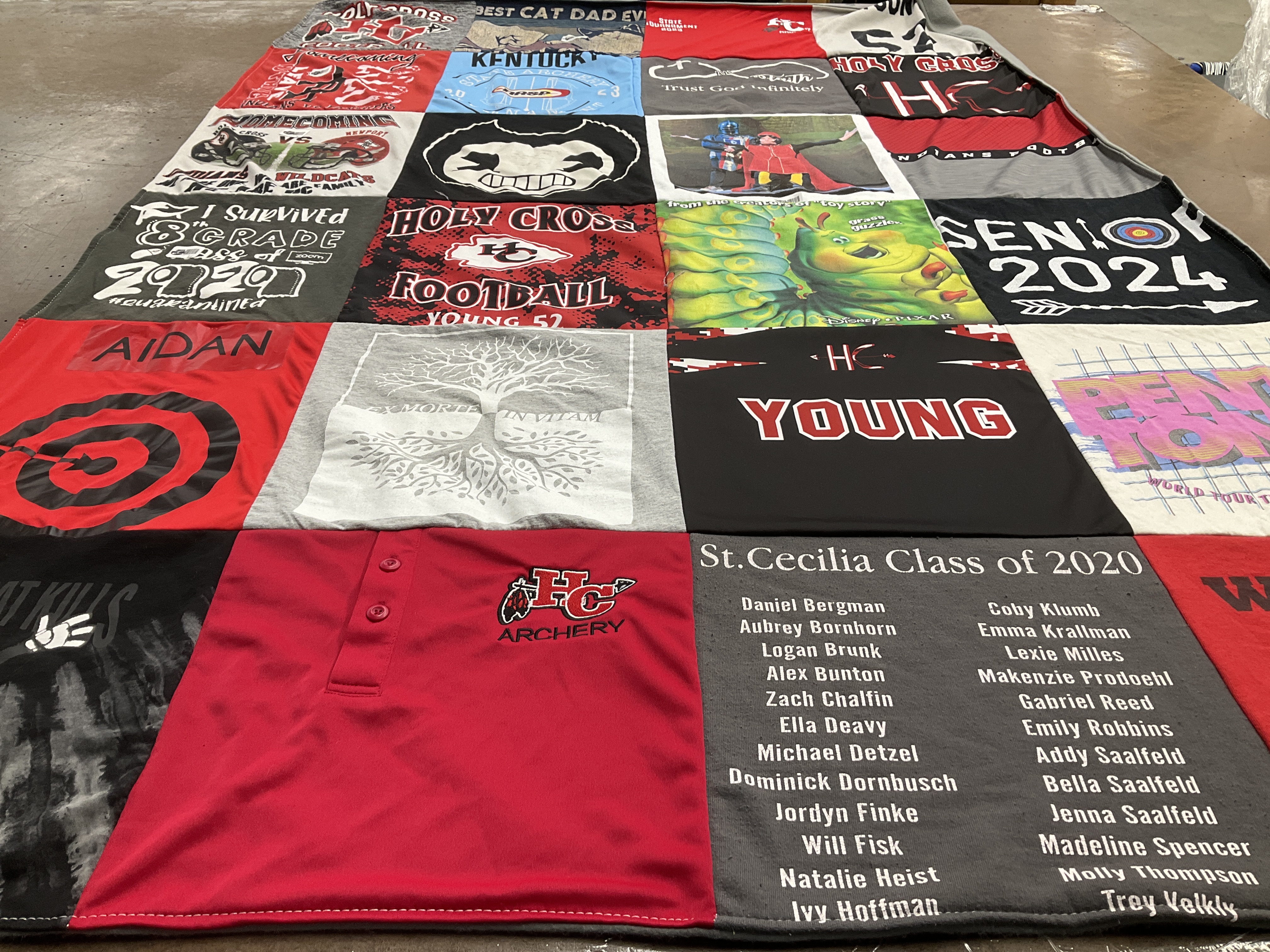 T-shirt quilt featuring holy cross archery by Juliann from KY