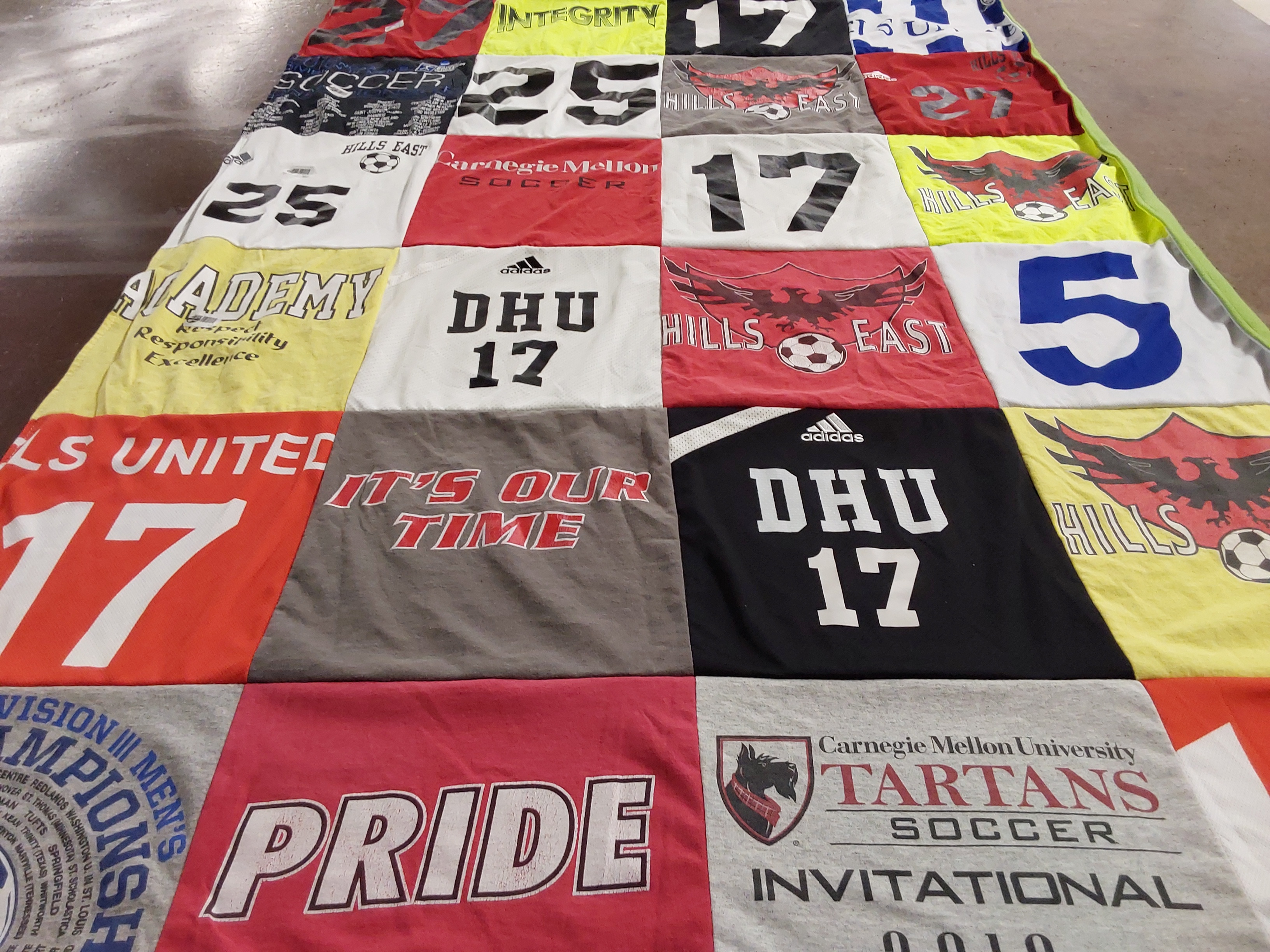T-shirt quilt featuring tartans soccer by Melissa from NY