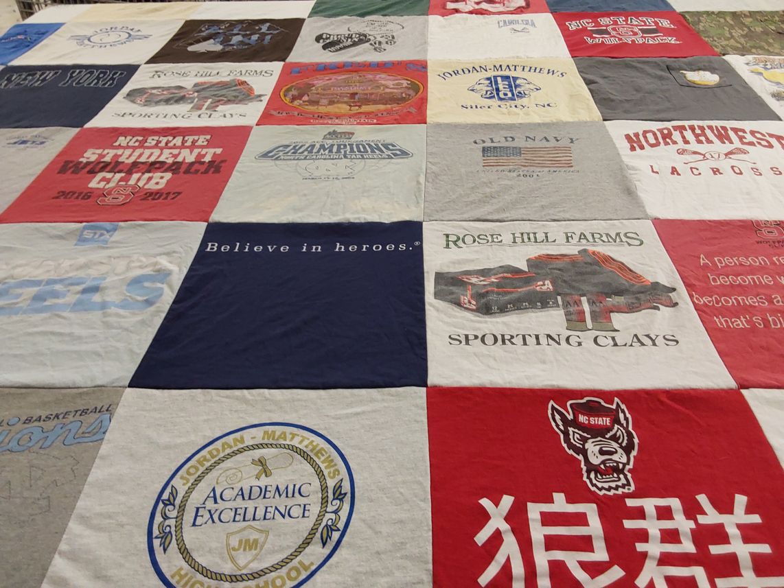 T-shirt quilt featuring north carolina state wolfpack, jordan-matthews high school by Michelle from NC