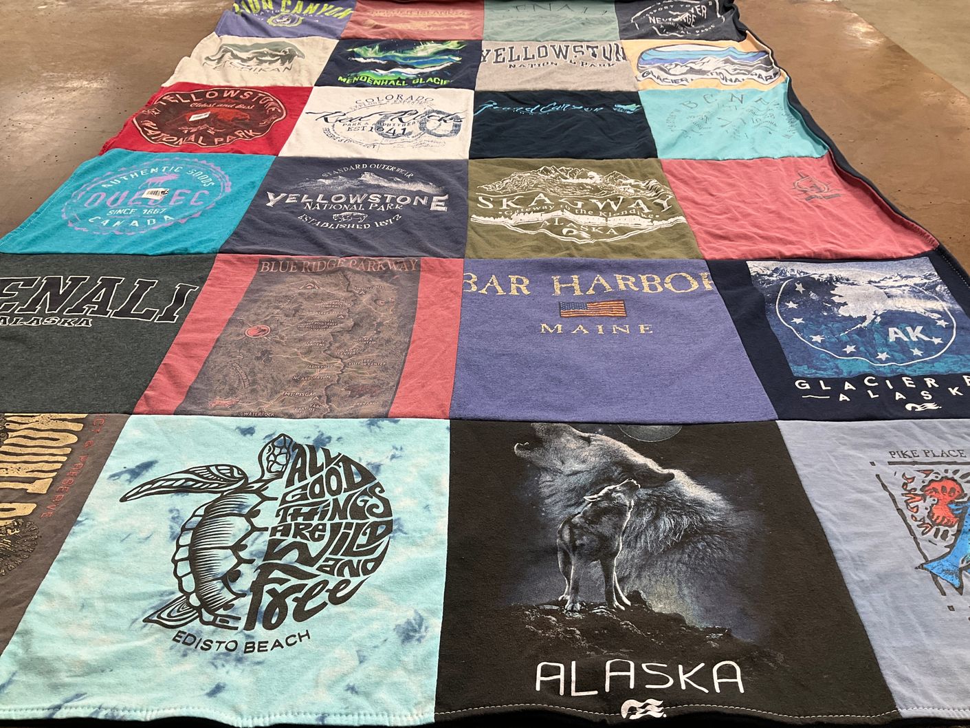 T-shirt quilt with nature, national parks themes by Judy from SC