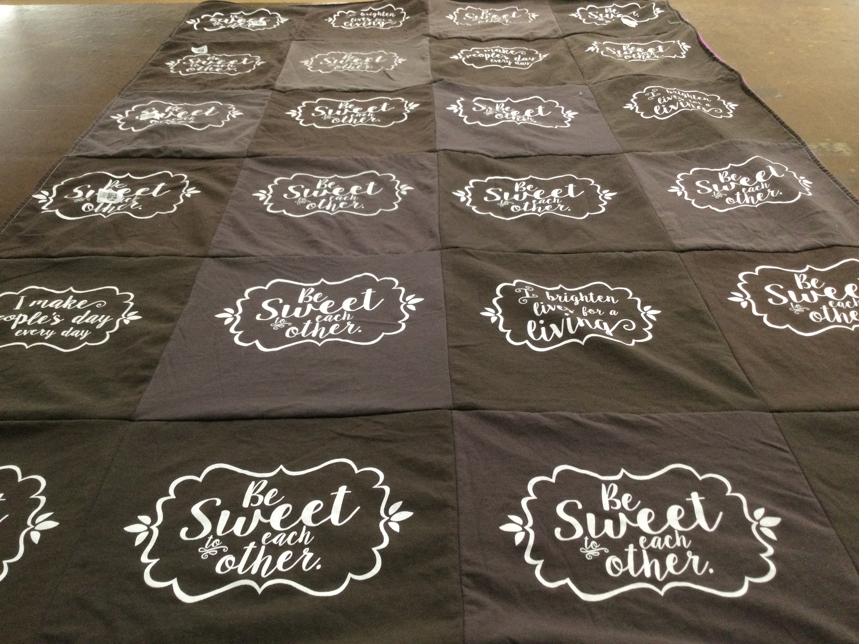 T-shirt quilt with positivity, kindness themes by Aaron from MO