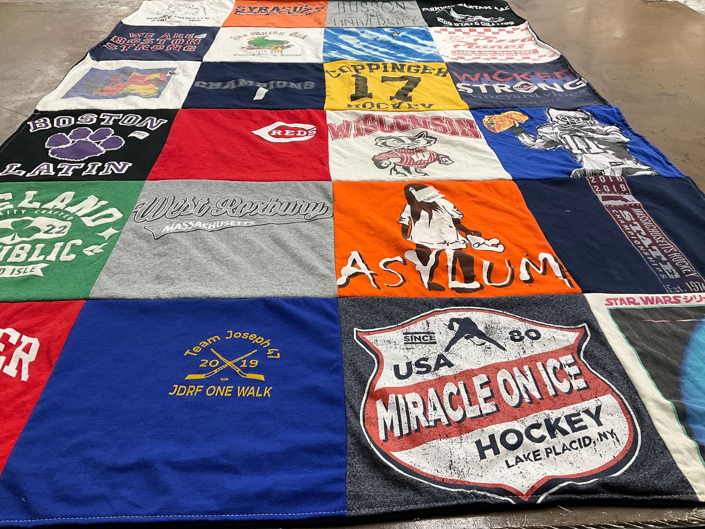 T-shirt quilt from boston latin school by paula from MA