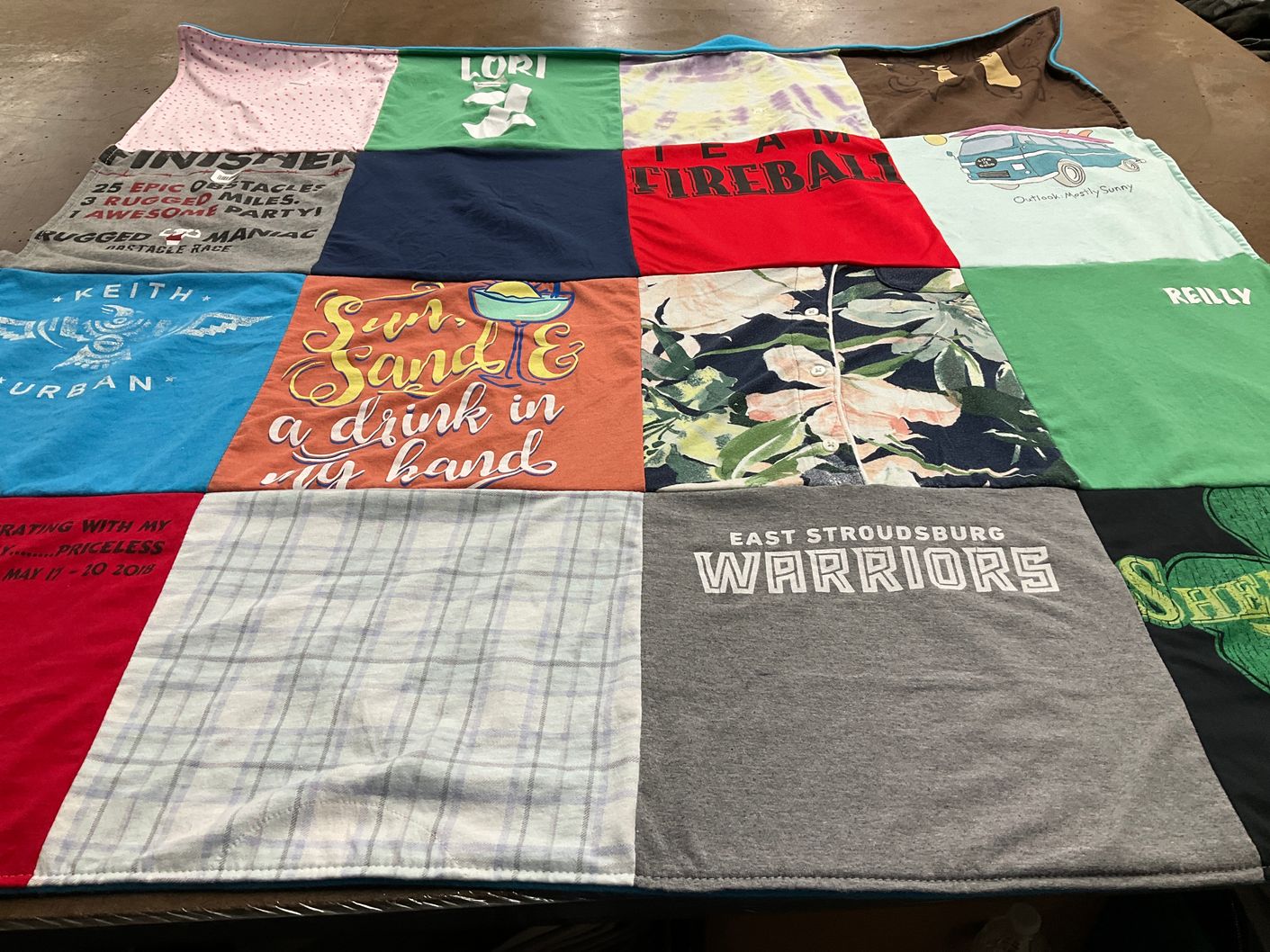 T-shirt quilt featuring east stroudsburg warriors by Erin from PA