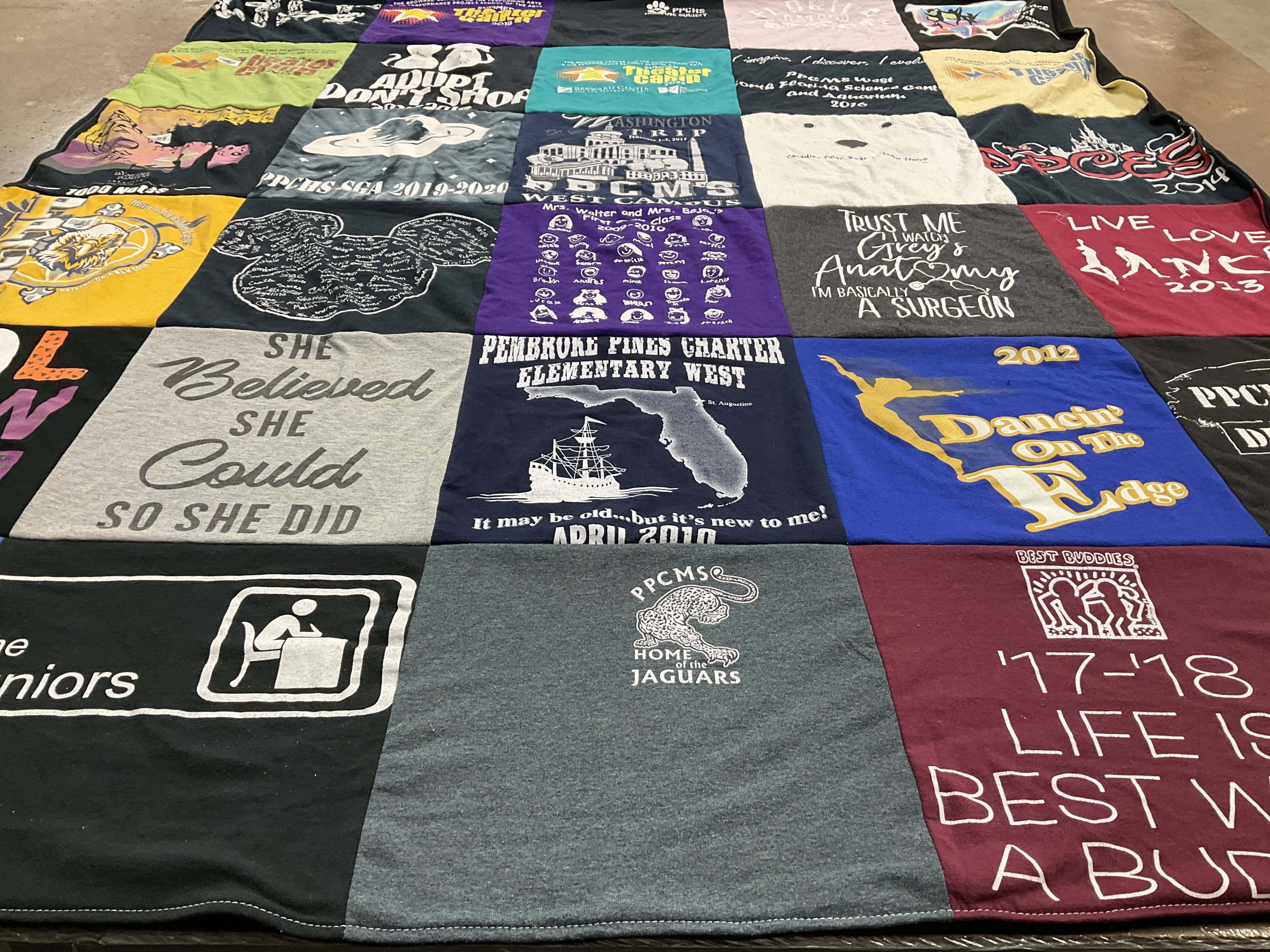 T-shirt quilt featuring pembroke pines charter middle school jaguars by Dina from FL
