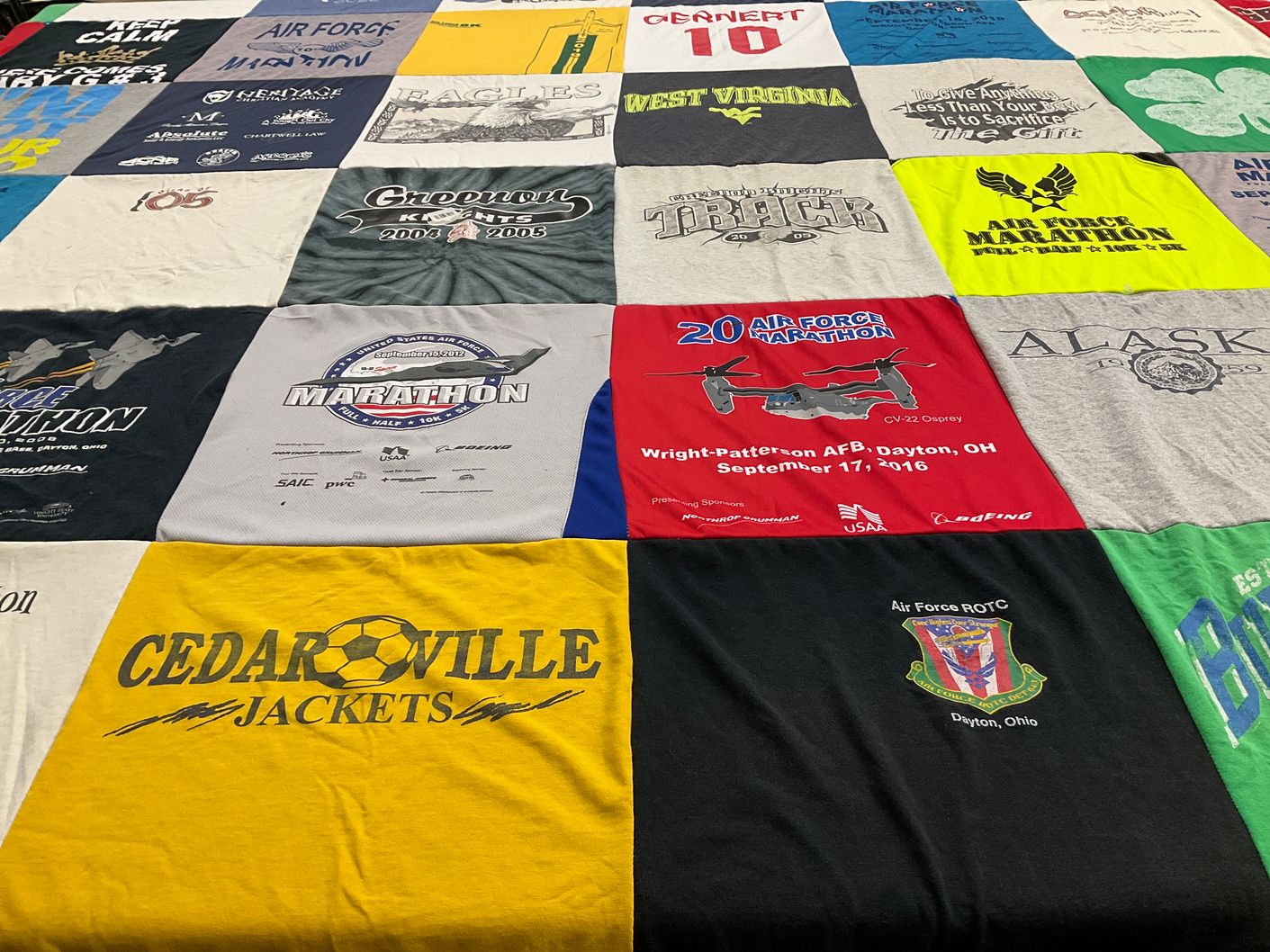 T-shirt quilt from cedarville university by bonnie from VA