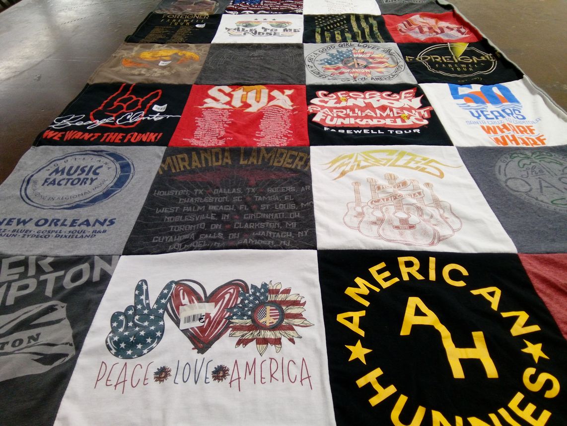 T-shirt quilt with music, american culture themes by Stephanie from CA