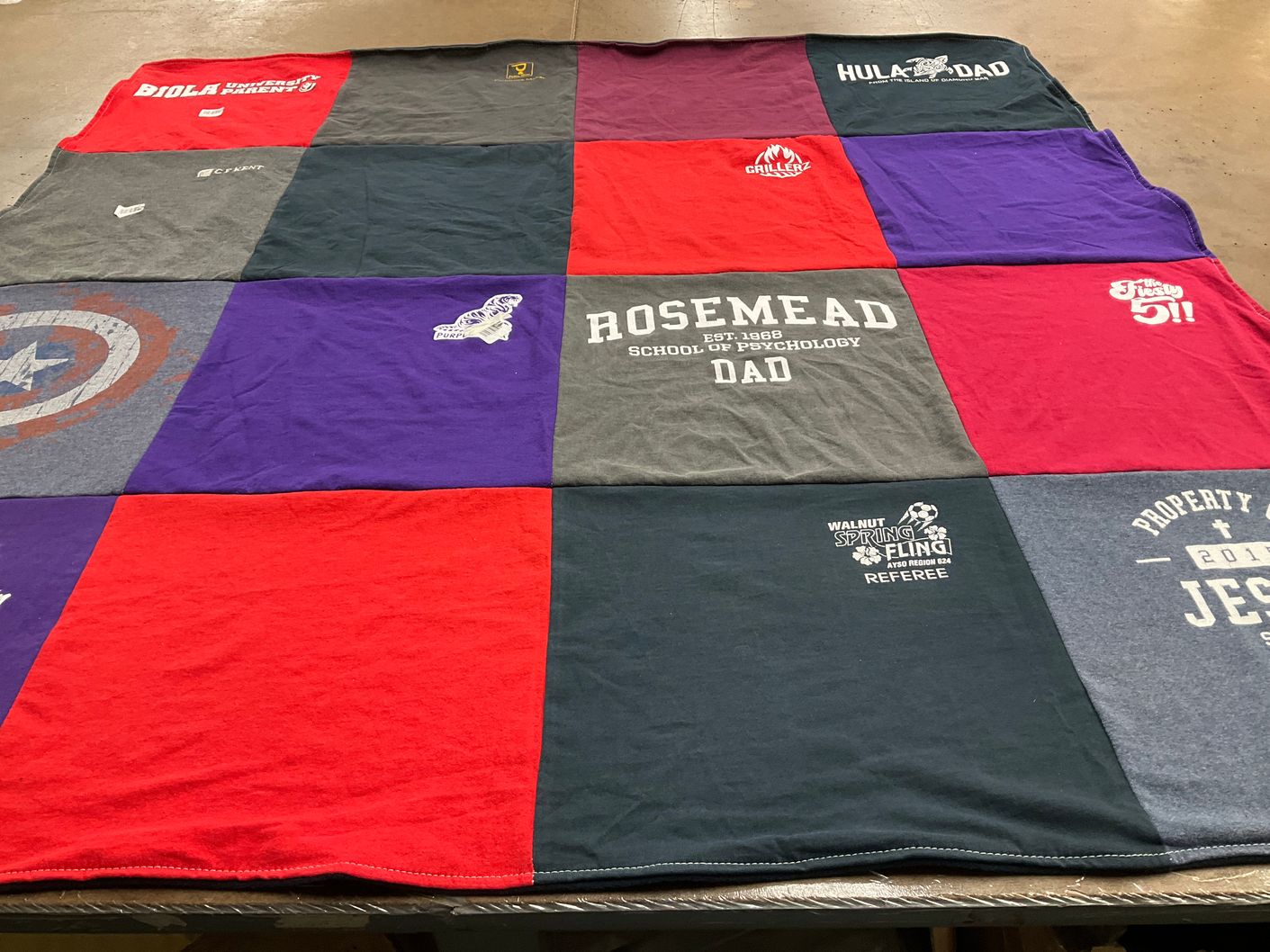 T-shirt quilt from biola university, rosemead school of psychology by Emily from CA