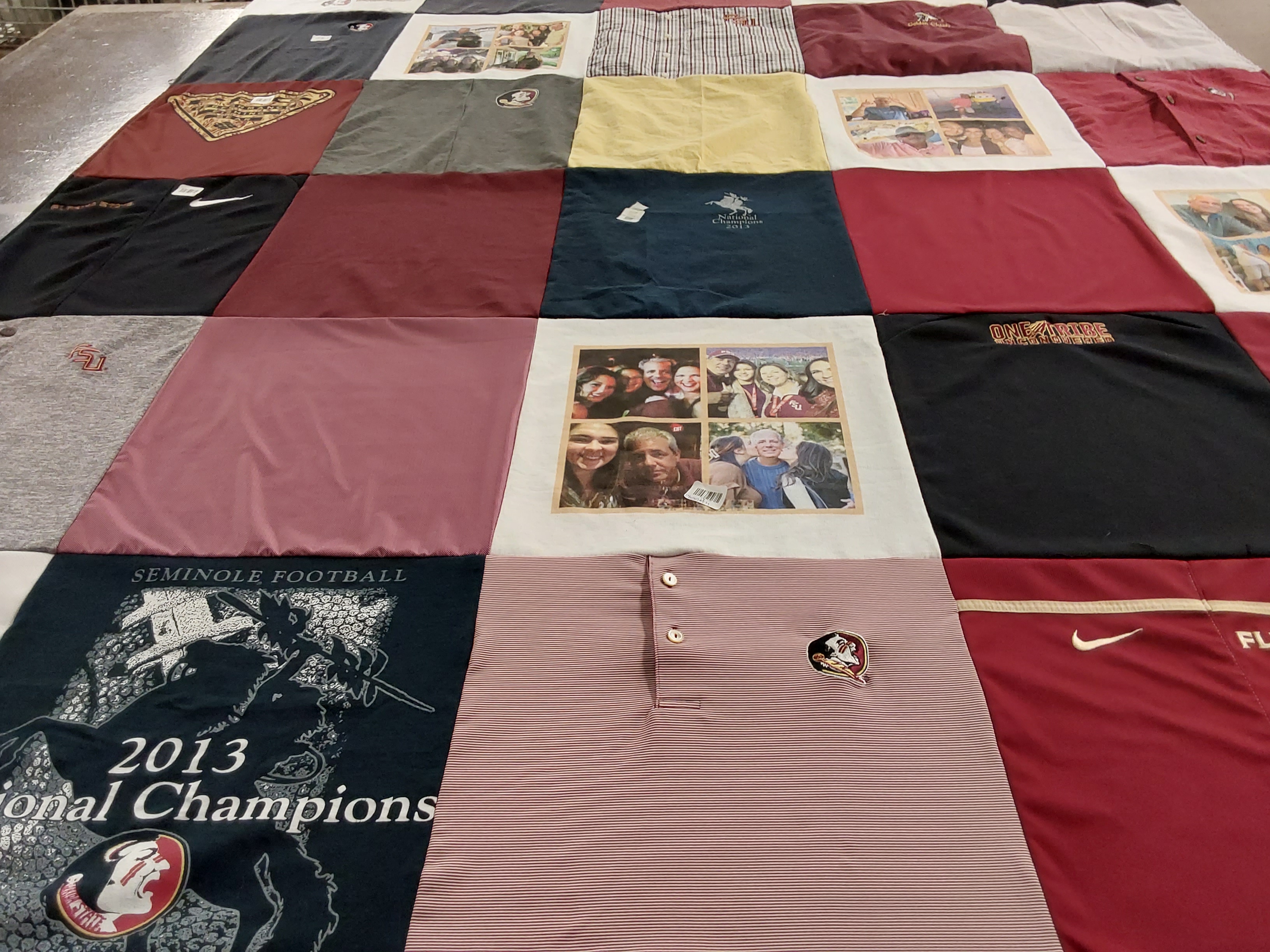 T-shirt quilt featuring florida state university football by Denise from GA