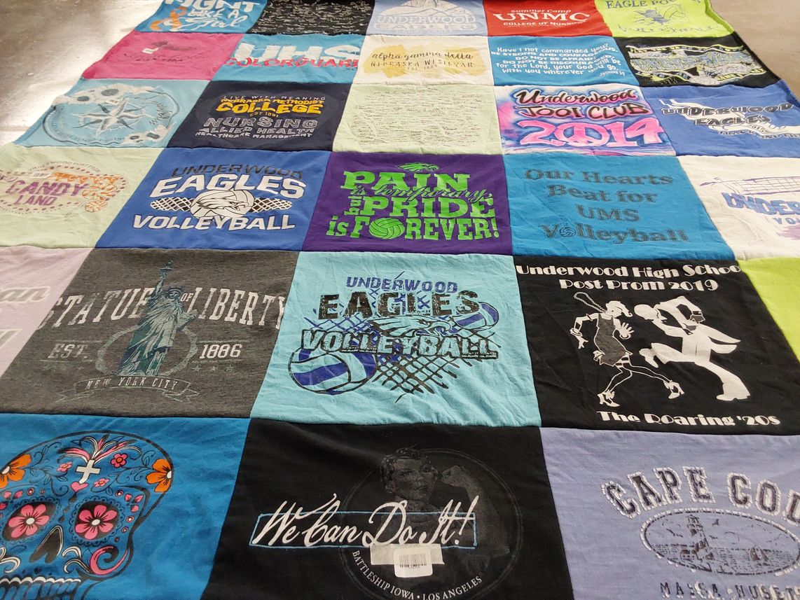 T-shirt quilt featuring underwood eagles volleyball by Joy from NE