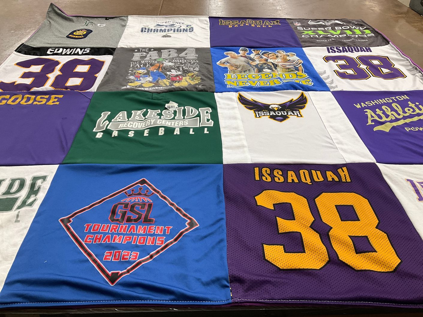 T-shirt quilt featuring issaquah baseball by Melinda from WA