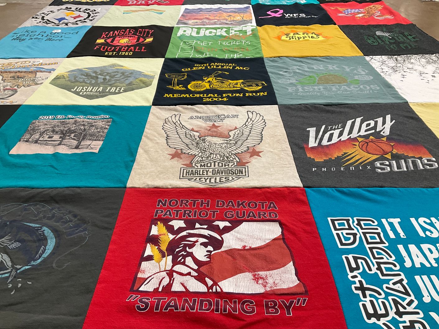T-shirt quilt featuring kansas city football, phoenix suns by Mari from AZ