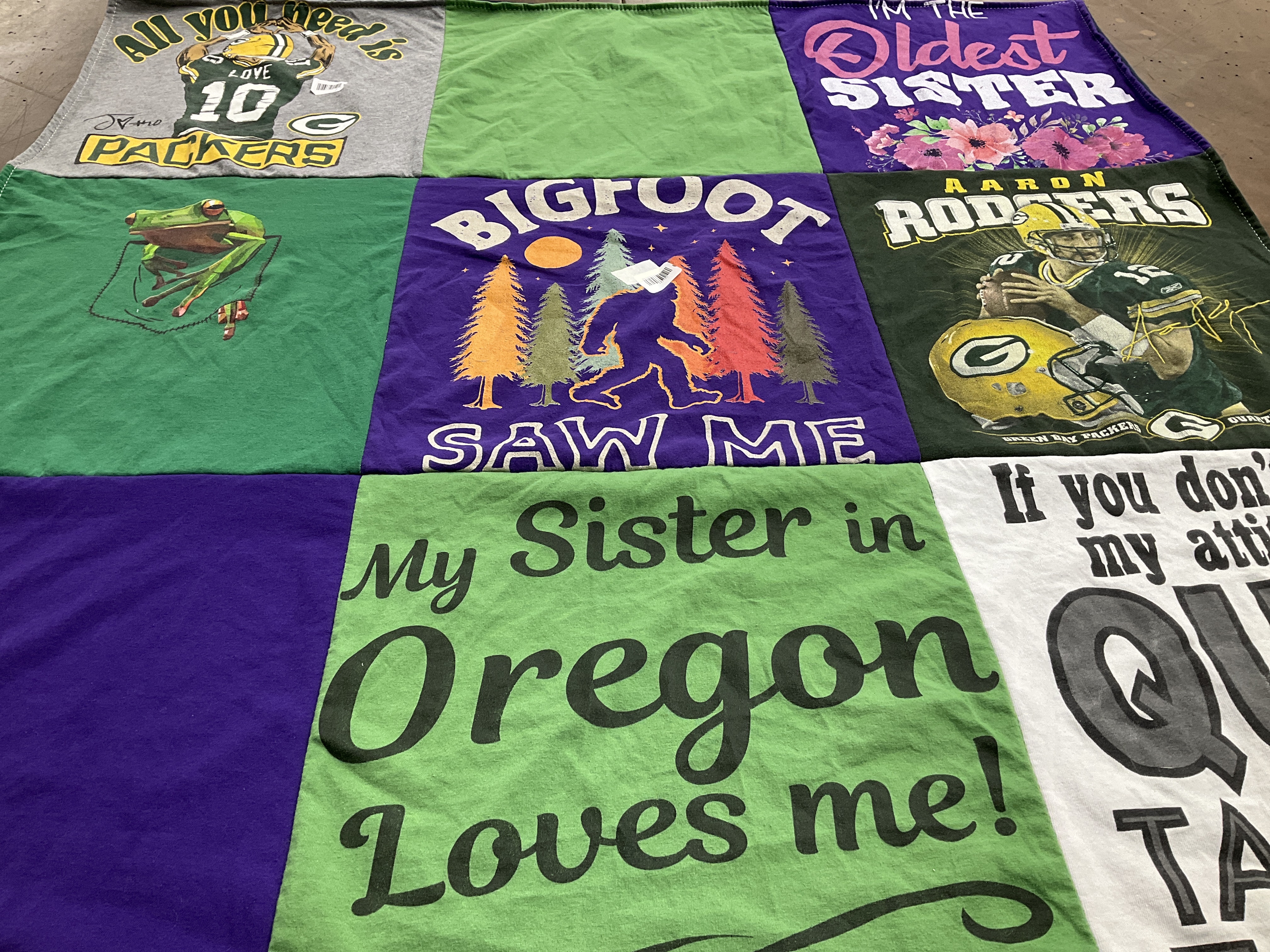 T-shirt quilt featuring green bay packers by Lisa from WI