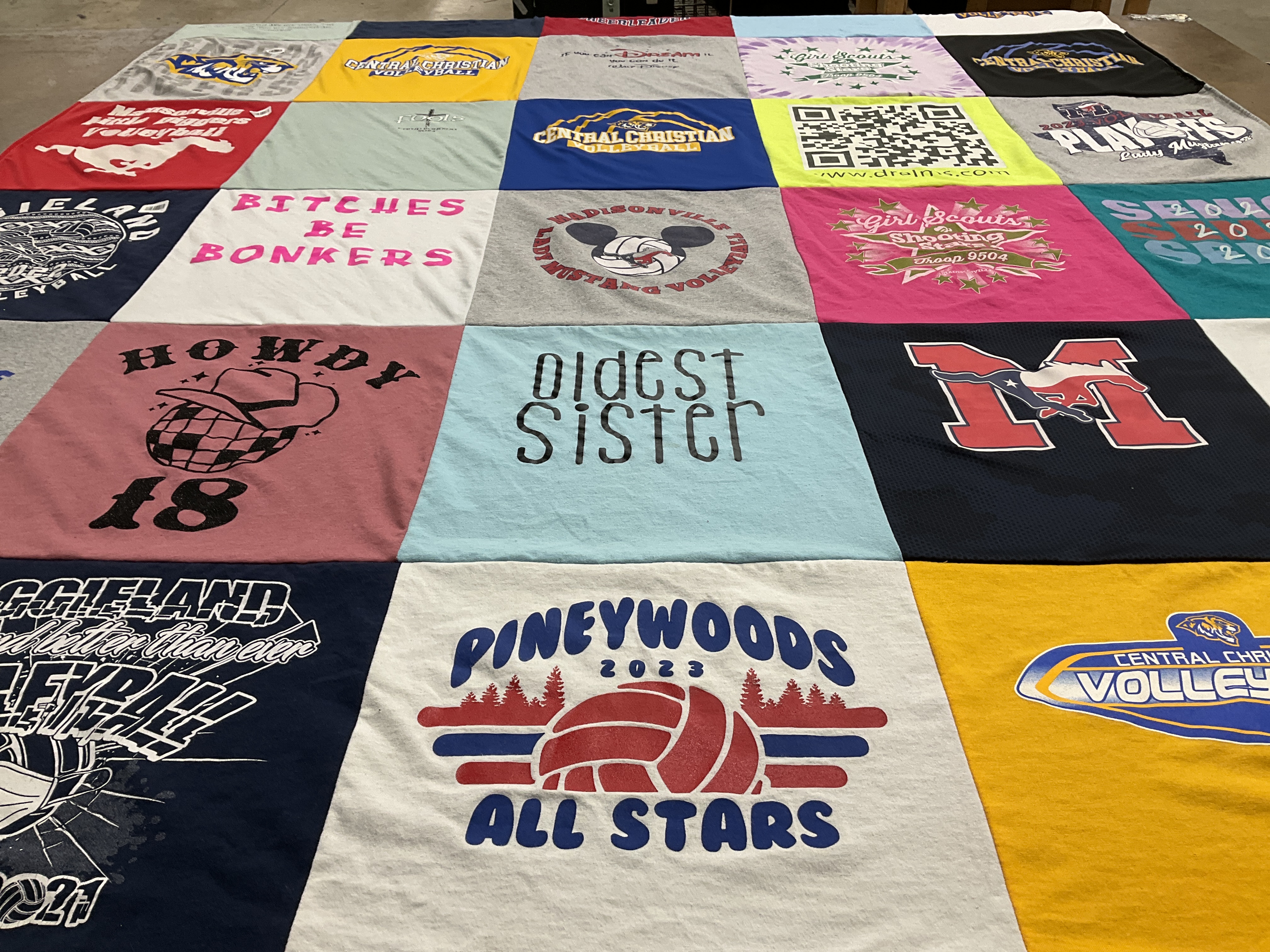 T-shirt quilt featuring central christian volleyball, m football by veronica from TX