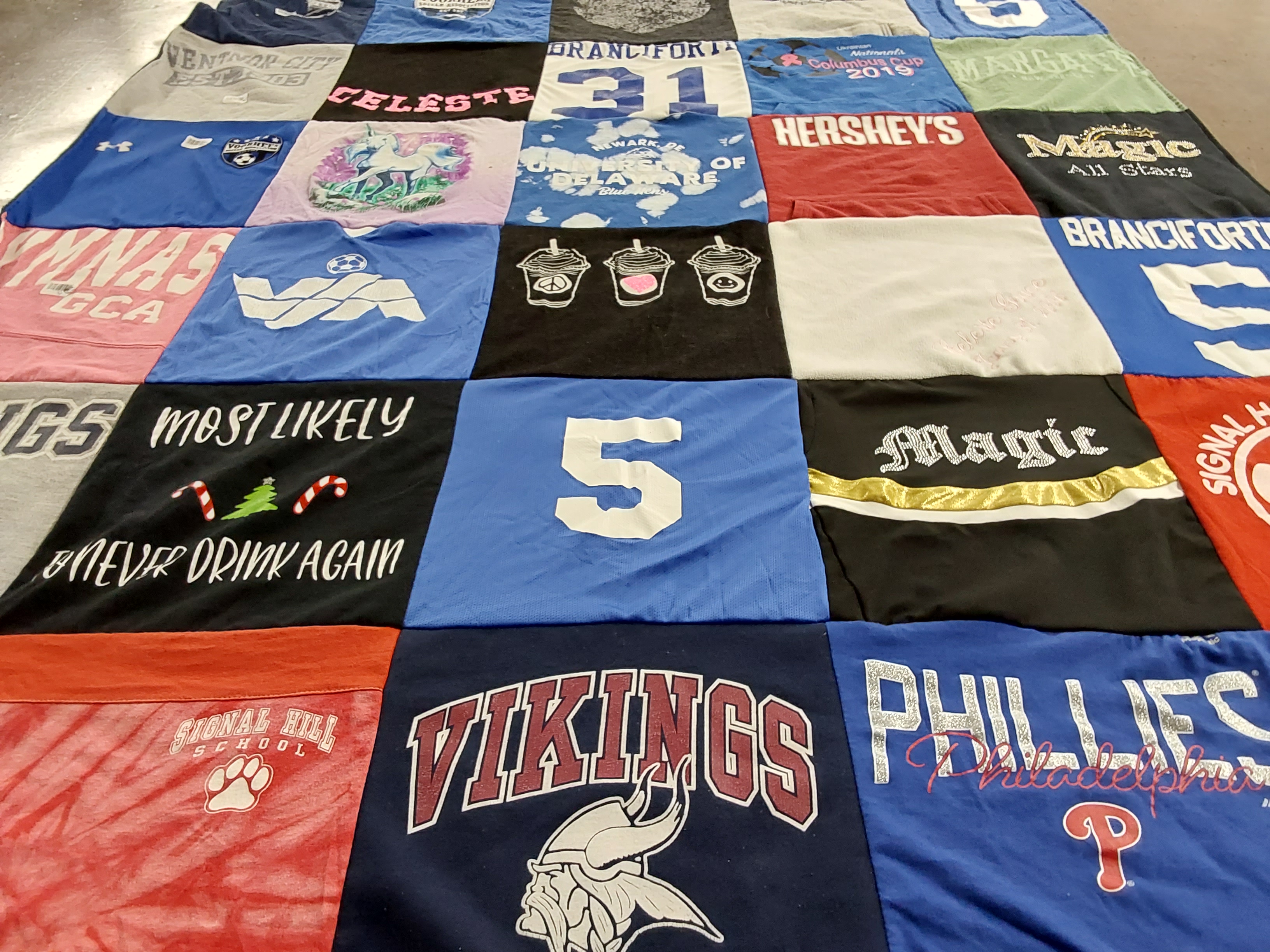 T-shirt quilt featuring philadelphia phillies, viking by Jennifer from NJ