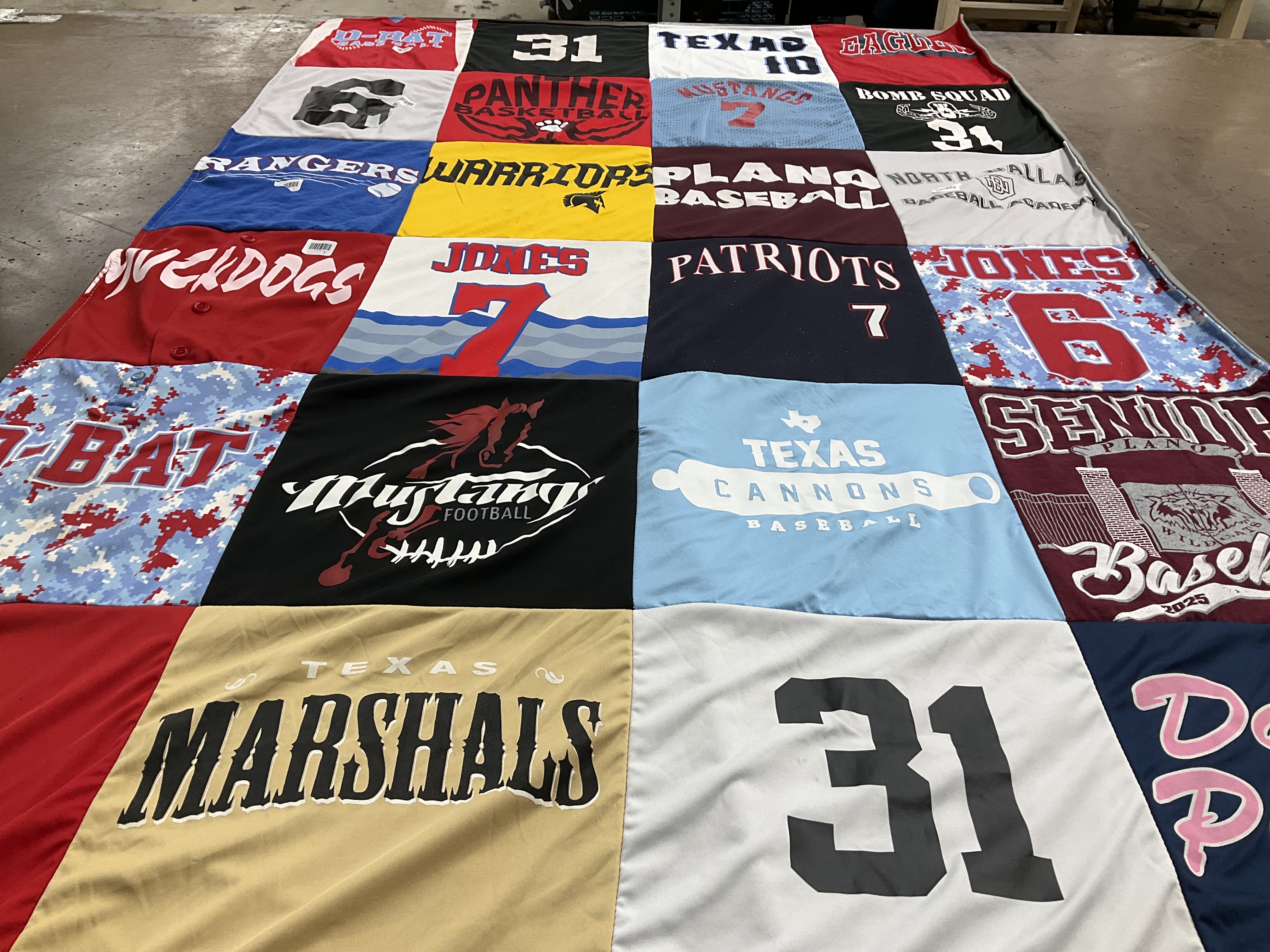 T-shirt quilt featuring texas canons baseball, north dallas eagles by Elaine from TX