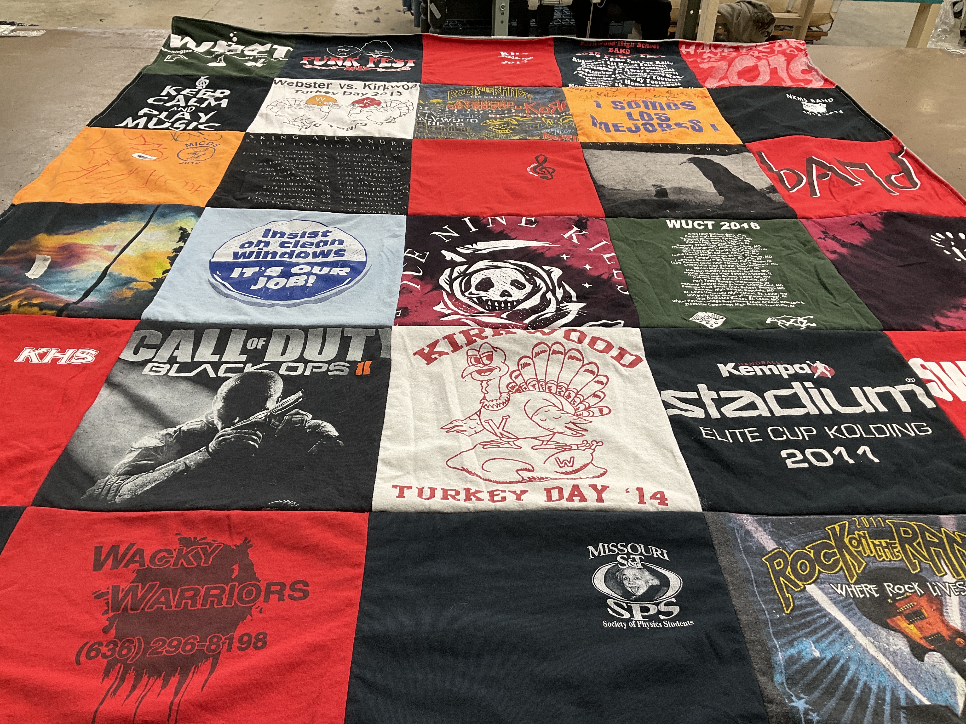 T-shirt quilt from kirkwood high school, missouri university by Lisa from MO