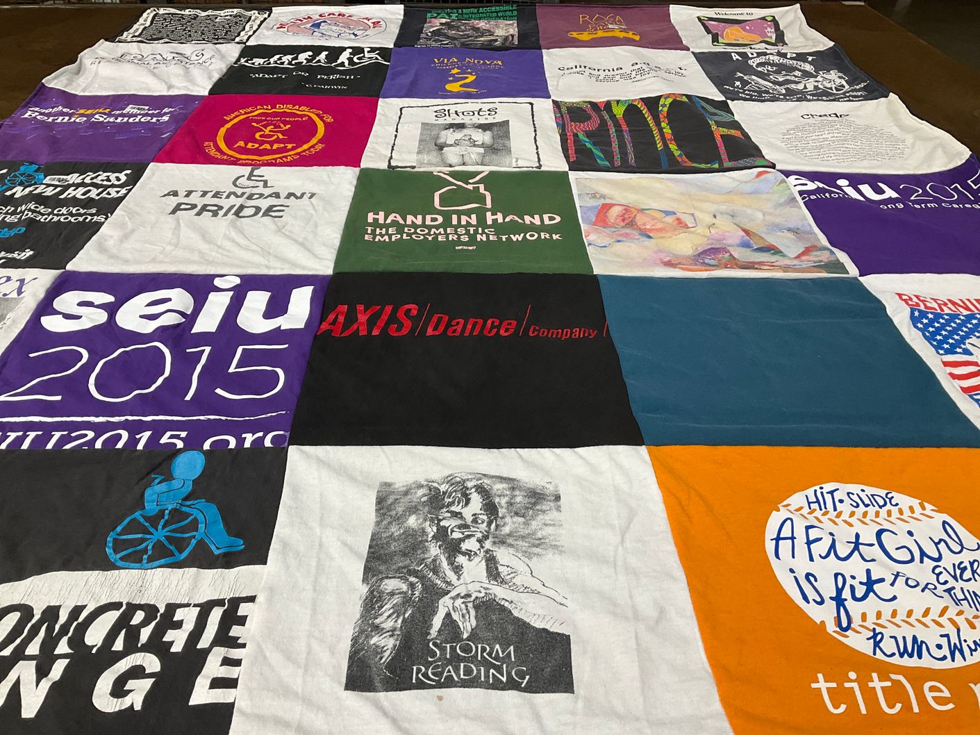 T-shirt quilt with activism, politics themes by Hannah from CA