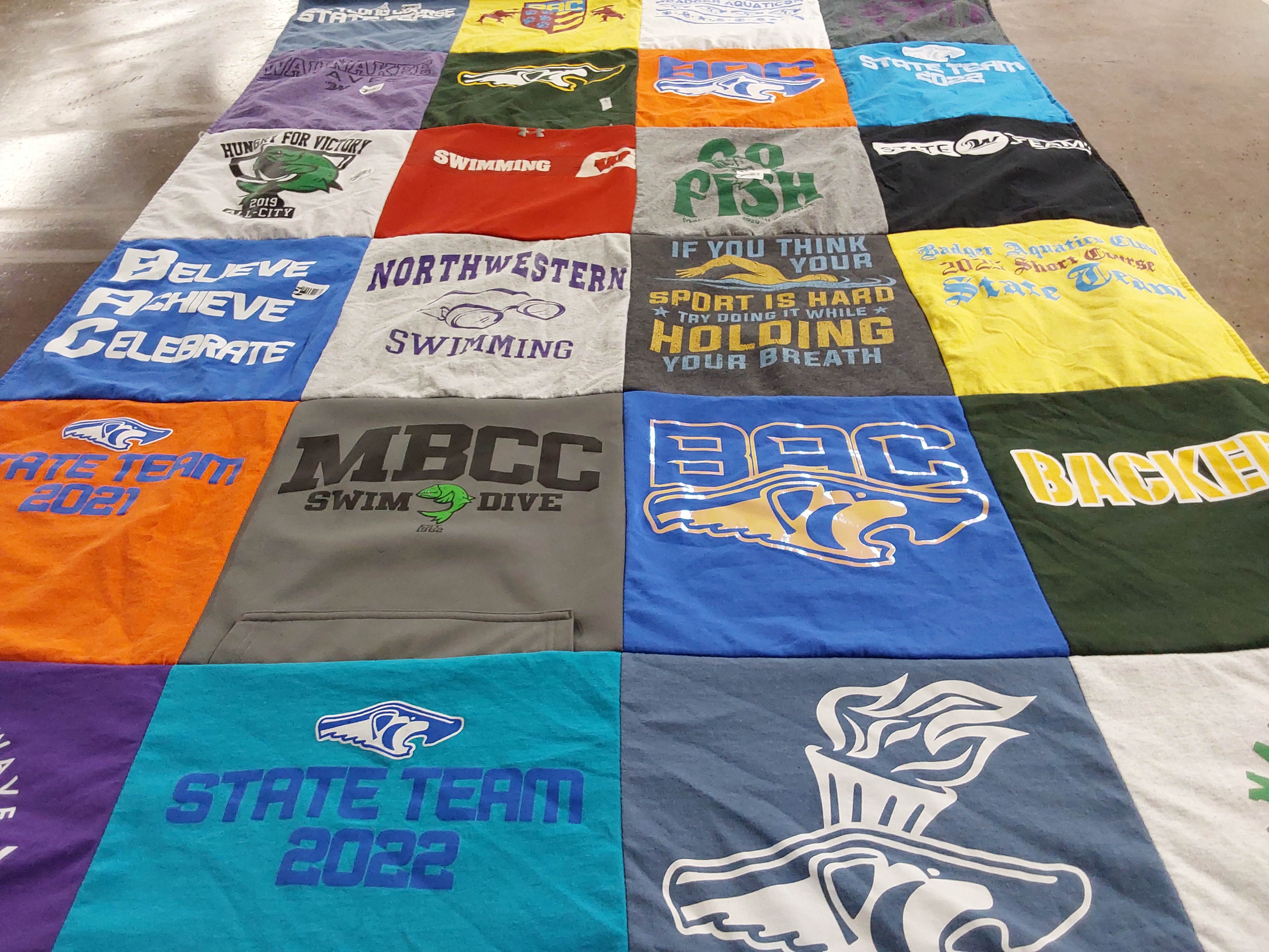 T-shirt quilt featuring badger aquatics club by Nate from WI