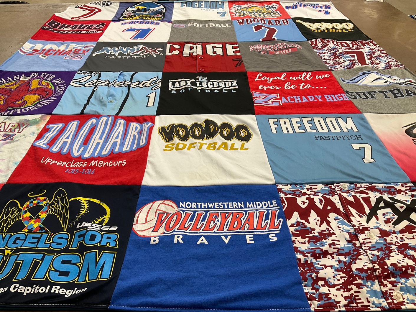 T-shirt quilt featuring northern middle braves by Paige from LA