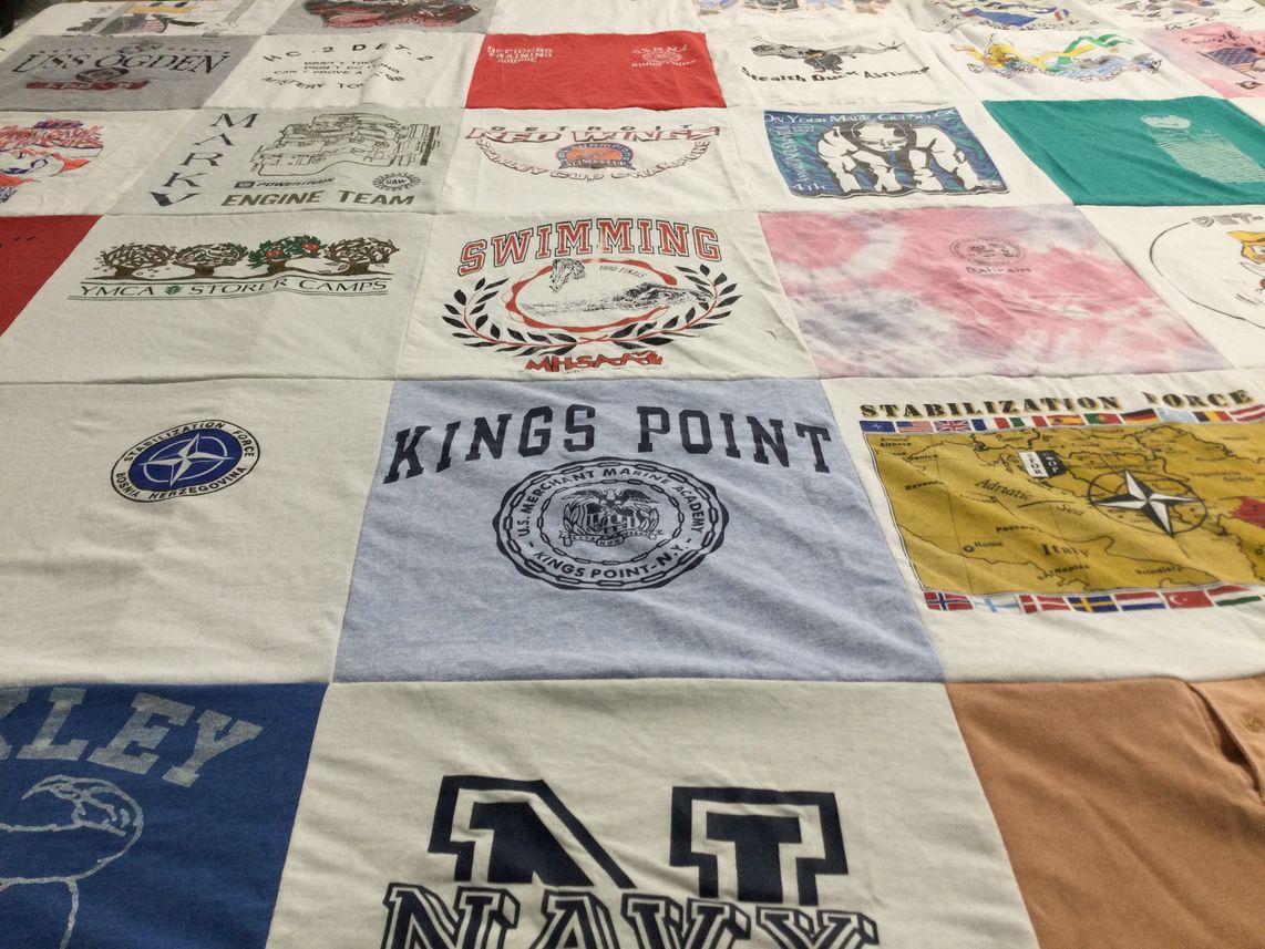 T-shirt quilt featuring navy by Paul from AL