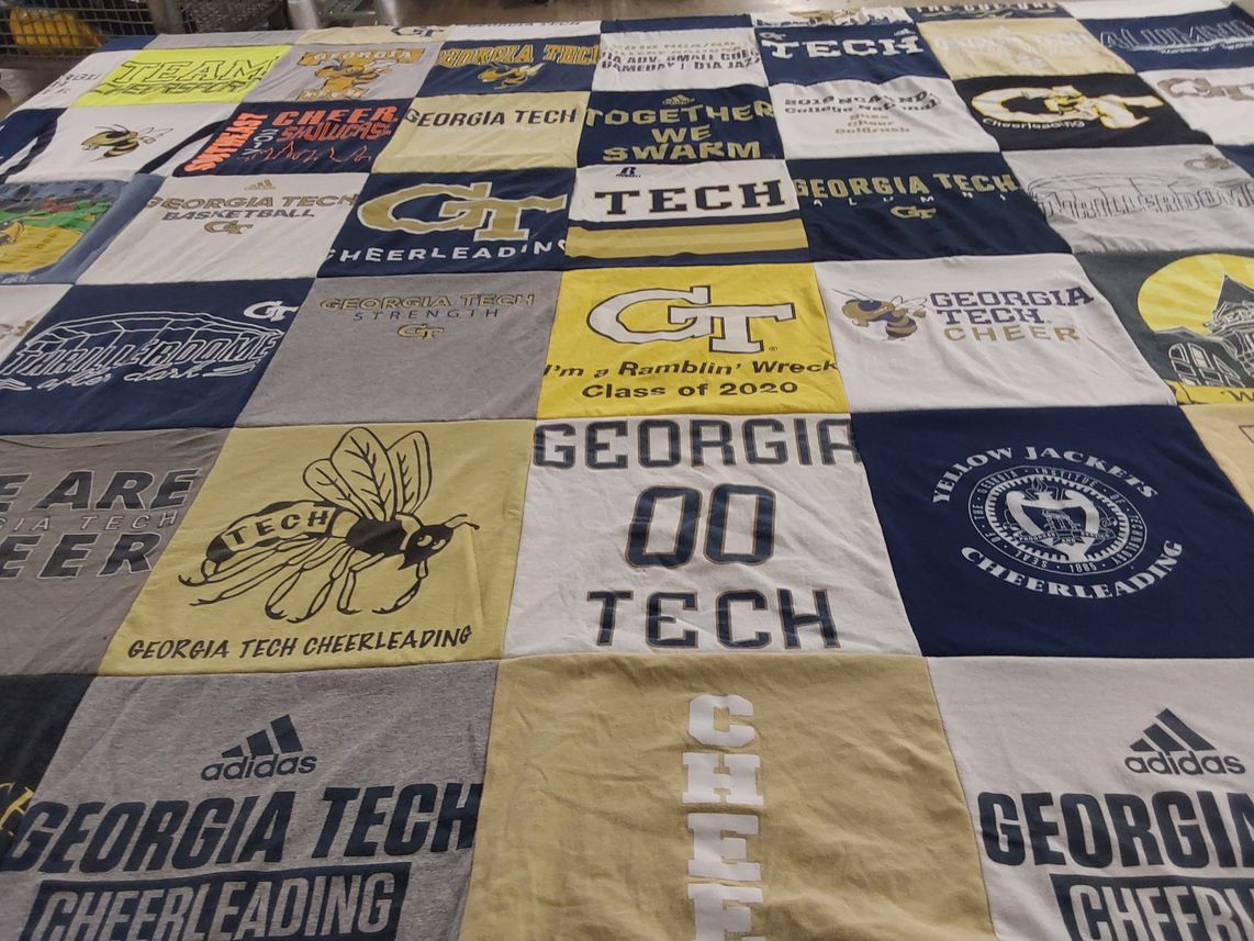 T-shirt quilt featuring georgia tech cheerleading by Rebekah from GA