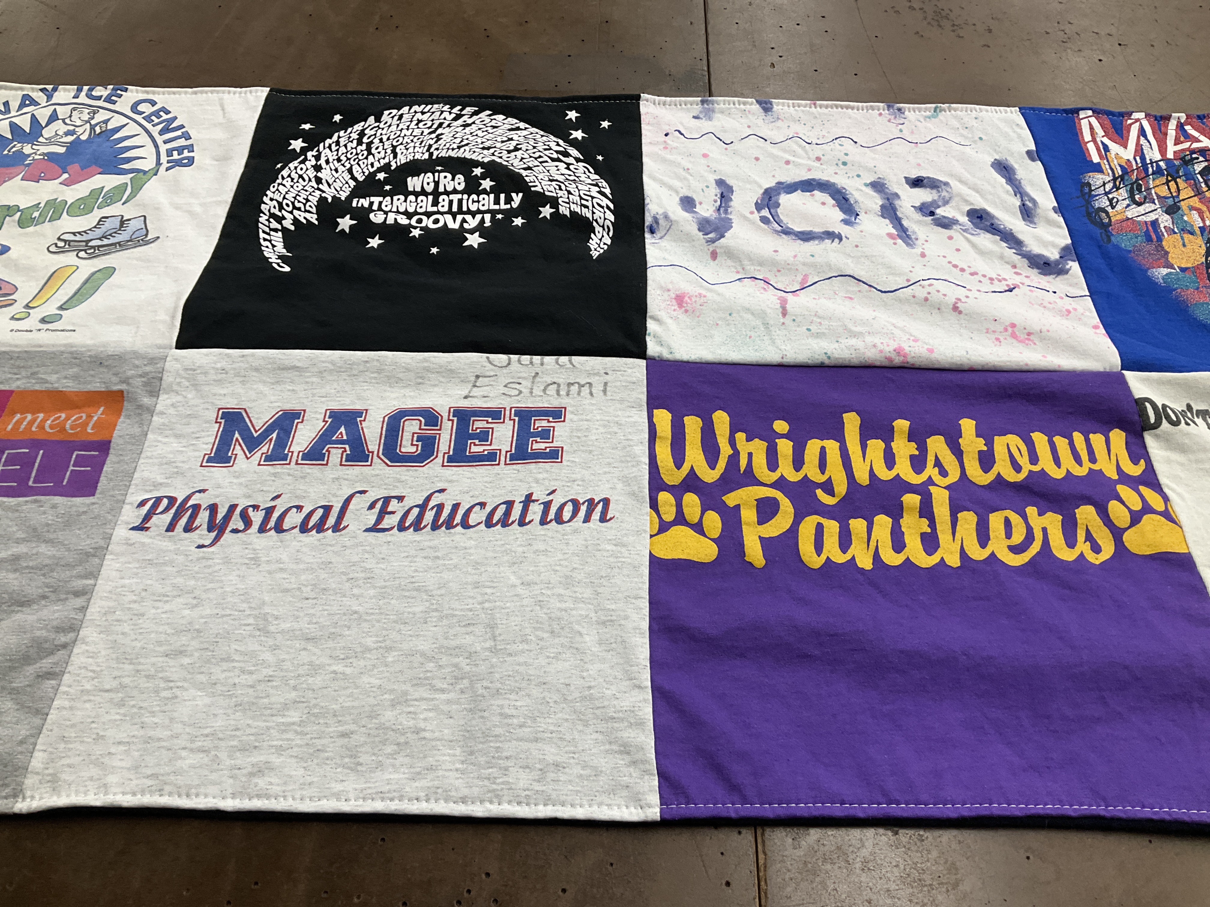 T-shirt quilt featuring wrightstown panthers by Sara from AZ