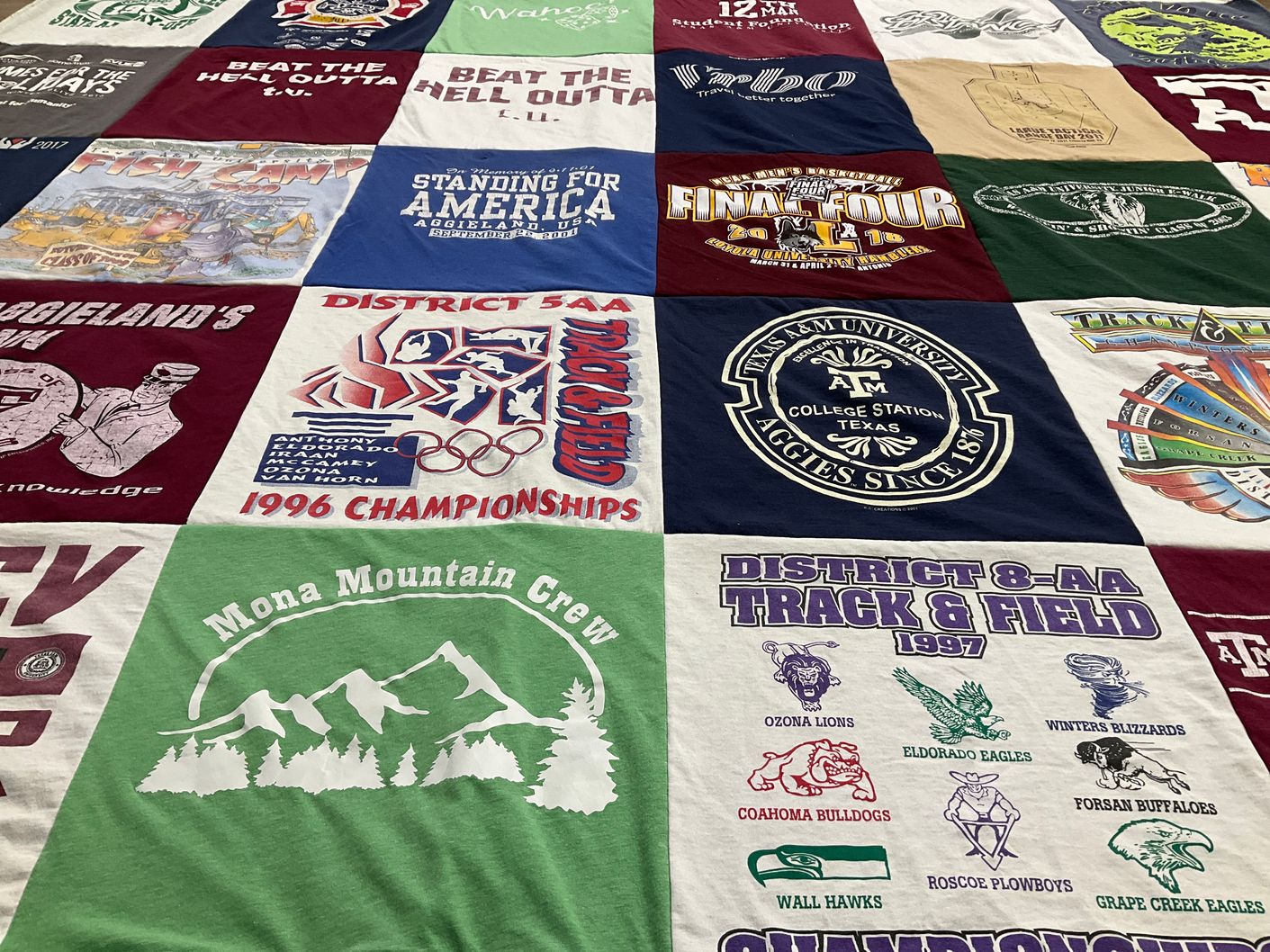 T-shirt quilt featuring eldorado eagles, ozona lions by Jennifer from TX