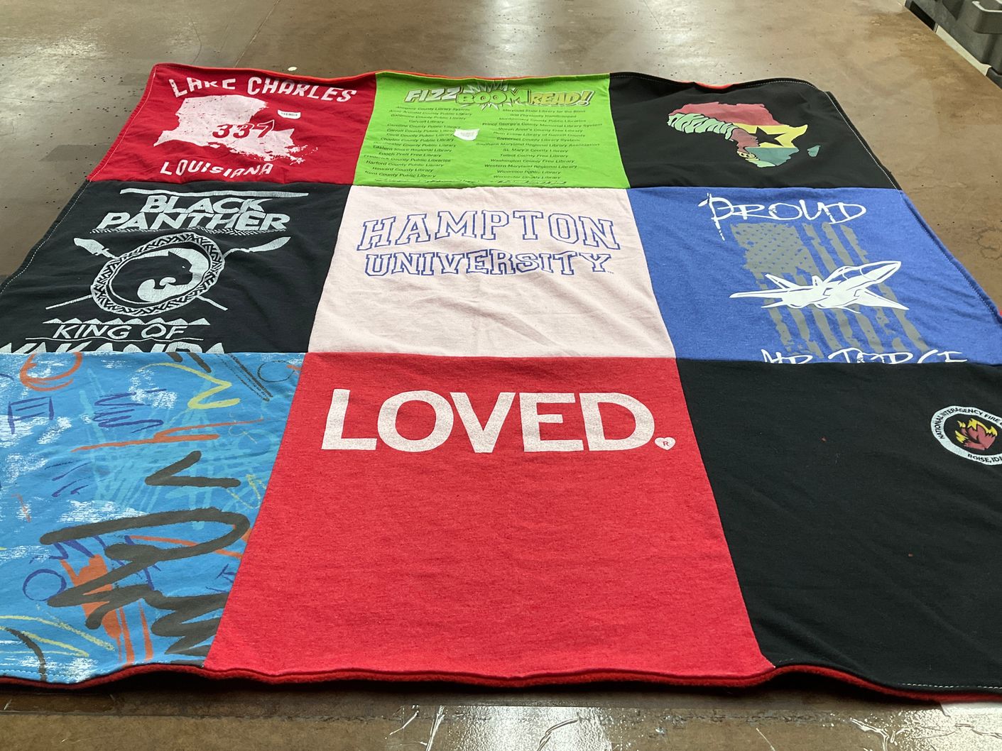 T-shirt quilt from hampton university by Sharay from MD