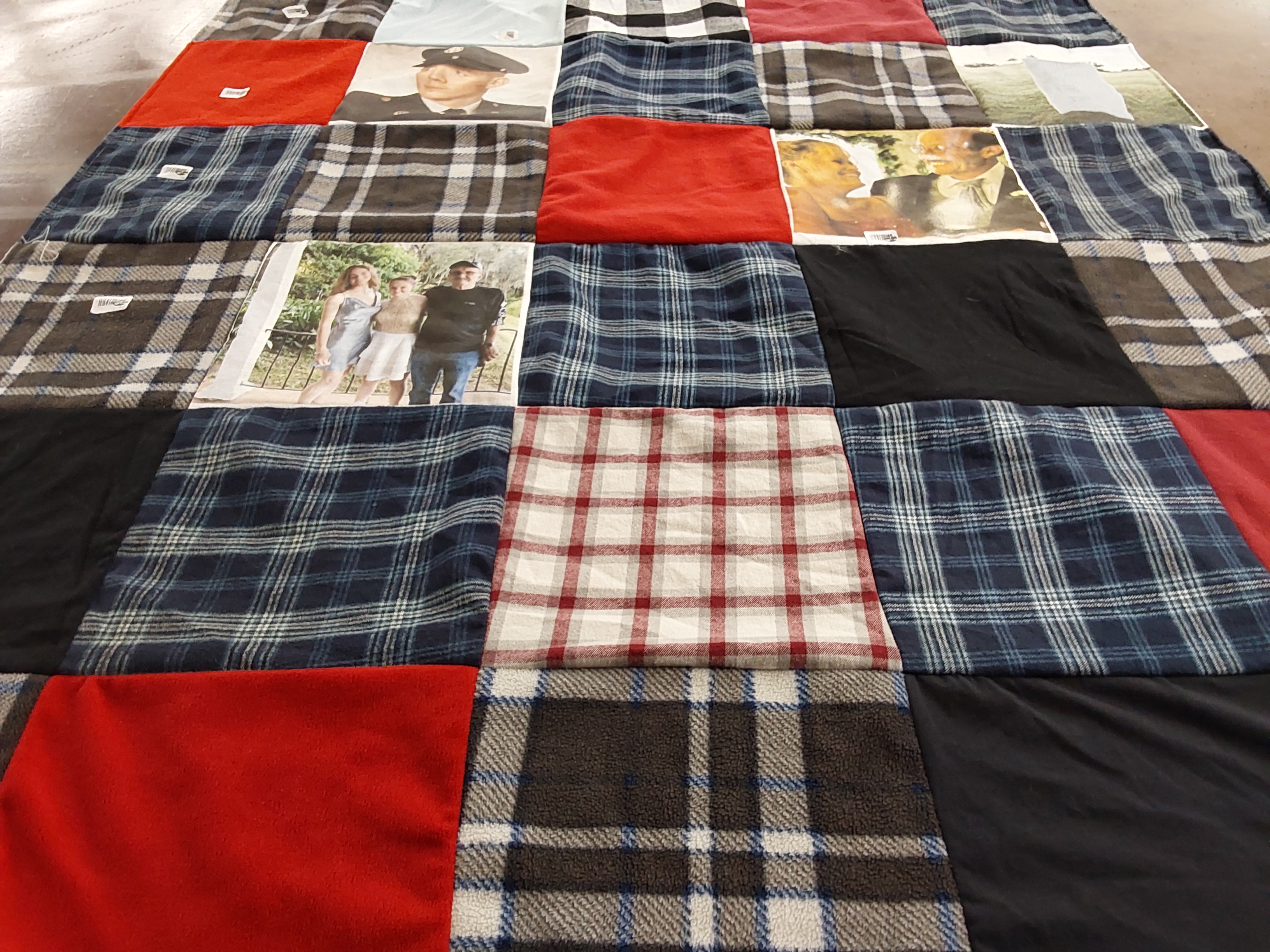 T-shirt quilt with photography, family themes by Madison from FL