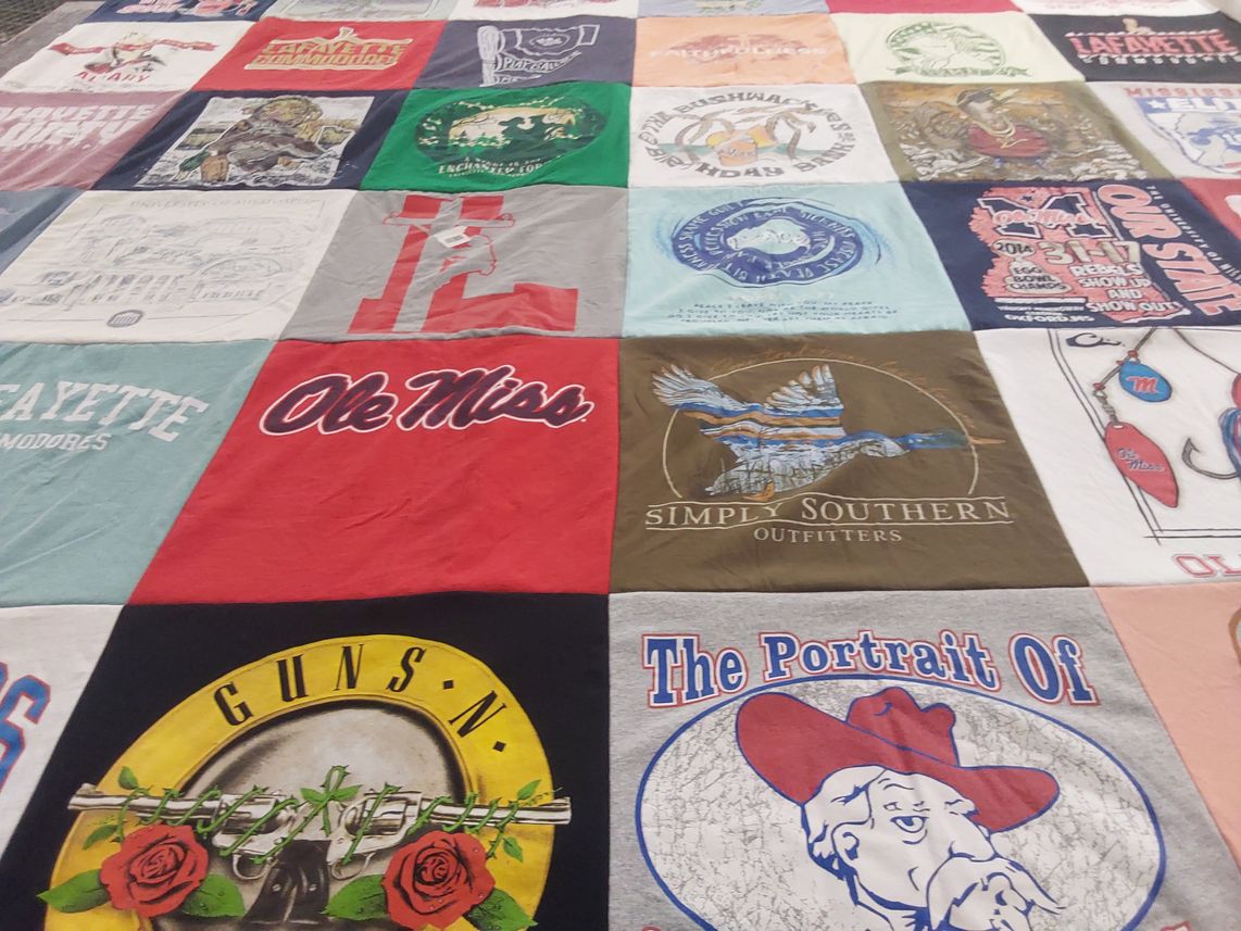 T-shirt quilt from university of mississippi, lafayette high school by Jennifer from MS