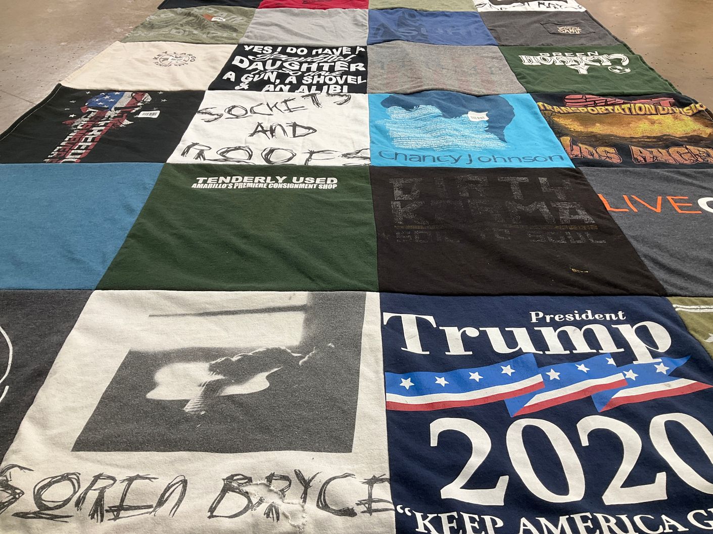 T-shirt quilt with politics, americana themes by Landee from TX