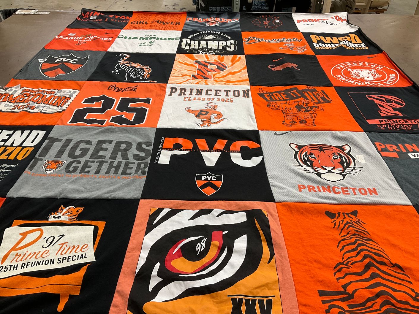 T-shirt quilt featuring princeton university diving by Madelyn from NY