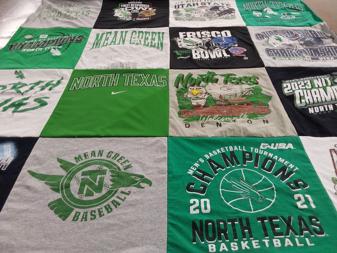 T-shirt quilt featuring north texas mean green by Kimberly from TX