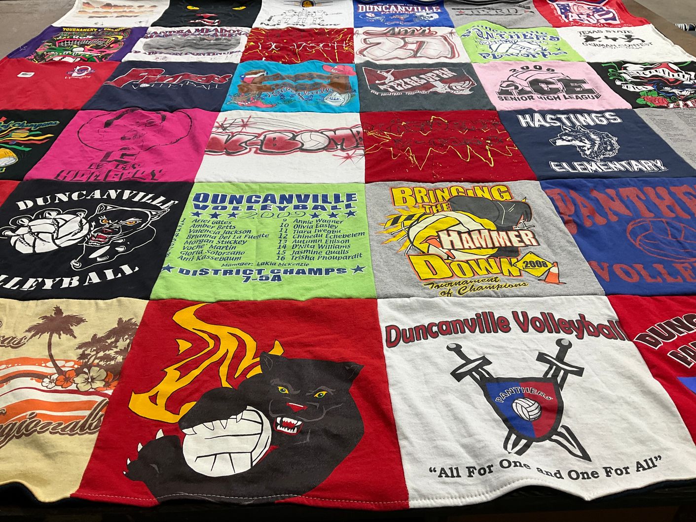 T-shirt quilt featuring duncanville panthers volleyball by Ami from TX