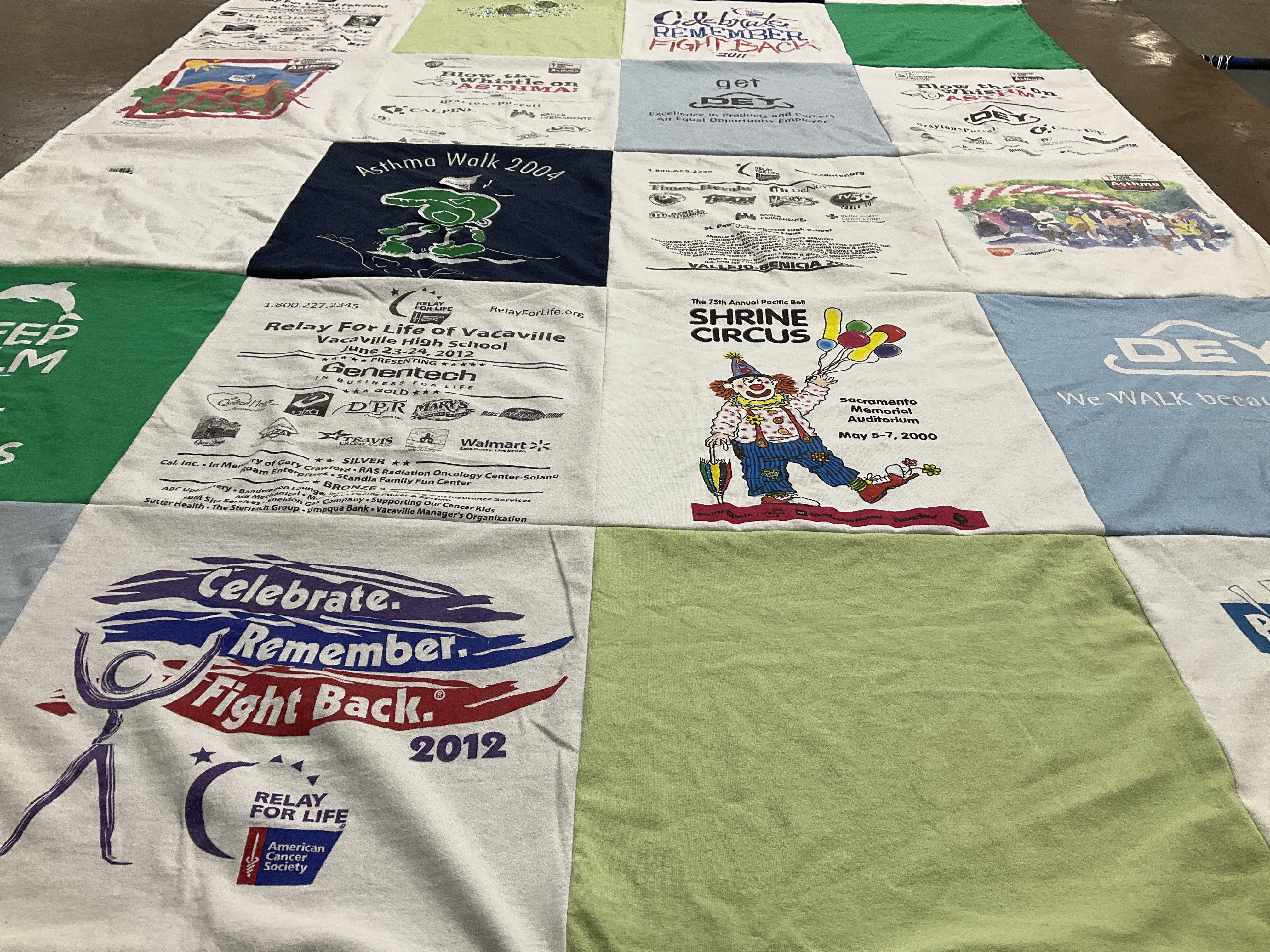 T-shirt quilt from vacaville high school by Eileen from CA