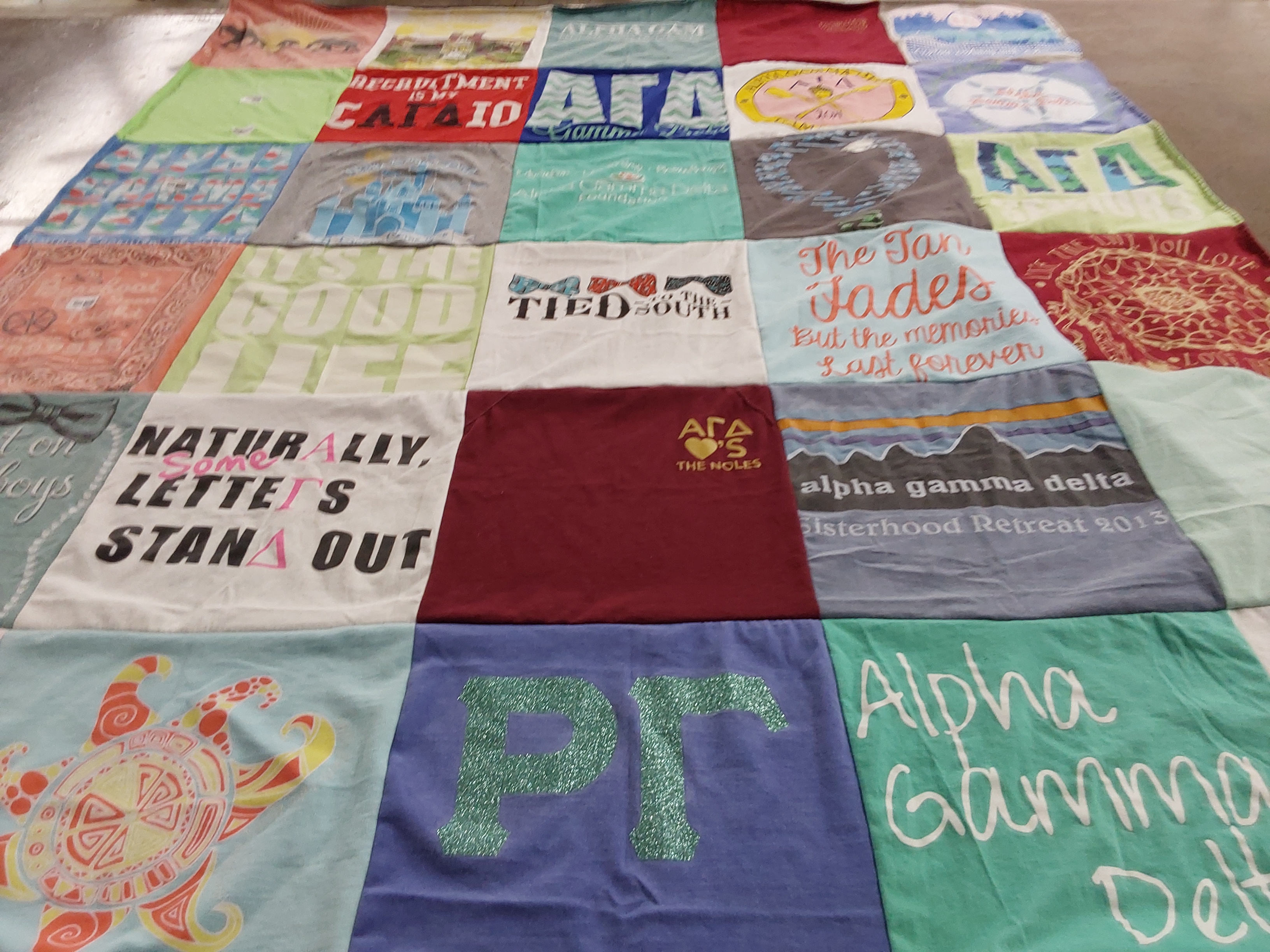 T-shirt quilt with sorority, sisterhood themes by Jackie from GA