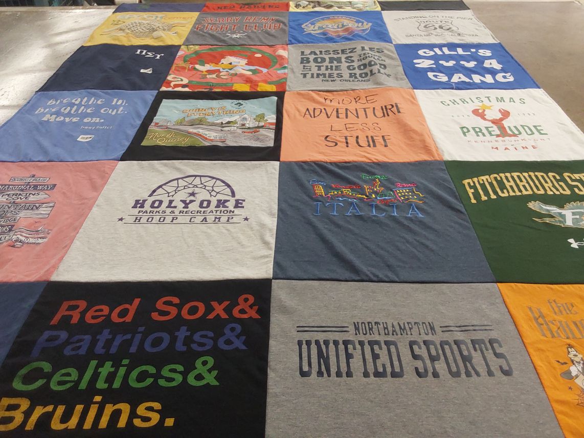 T-shirt quilt featuring boston red sox, new england patriots by Geralyn from MA