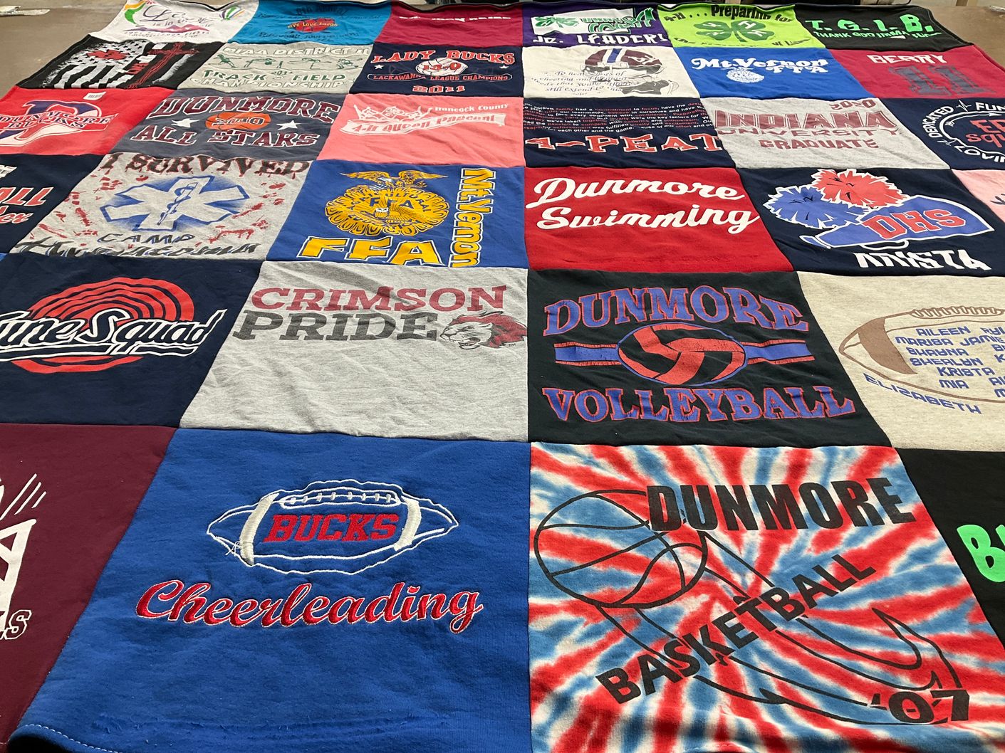 T-shirt quilt featuring dunmore volleyball team, dunmore basketball team by Linda from IN